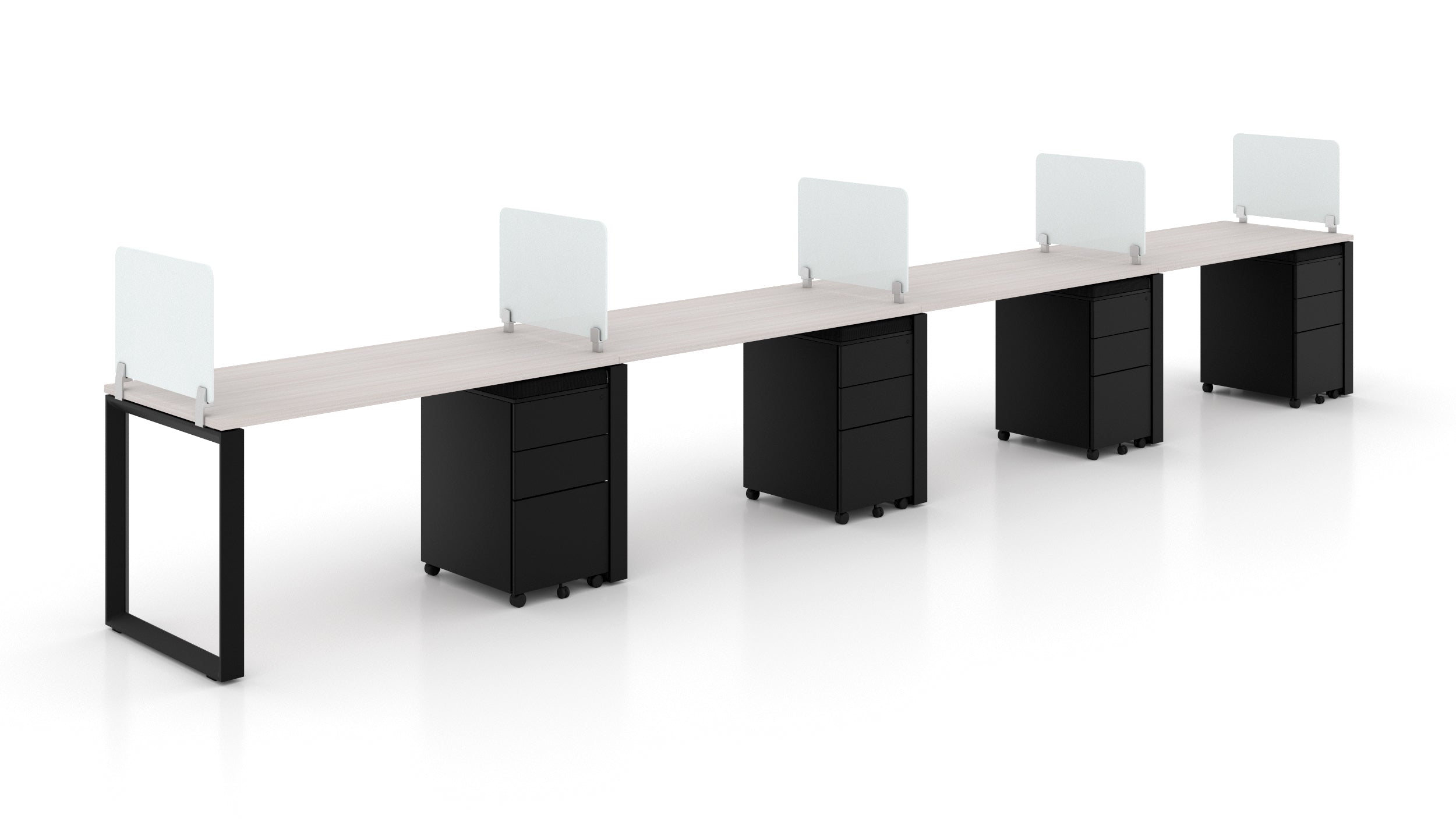 4 People Bench Workstation Black Frame