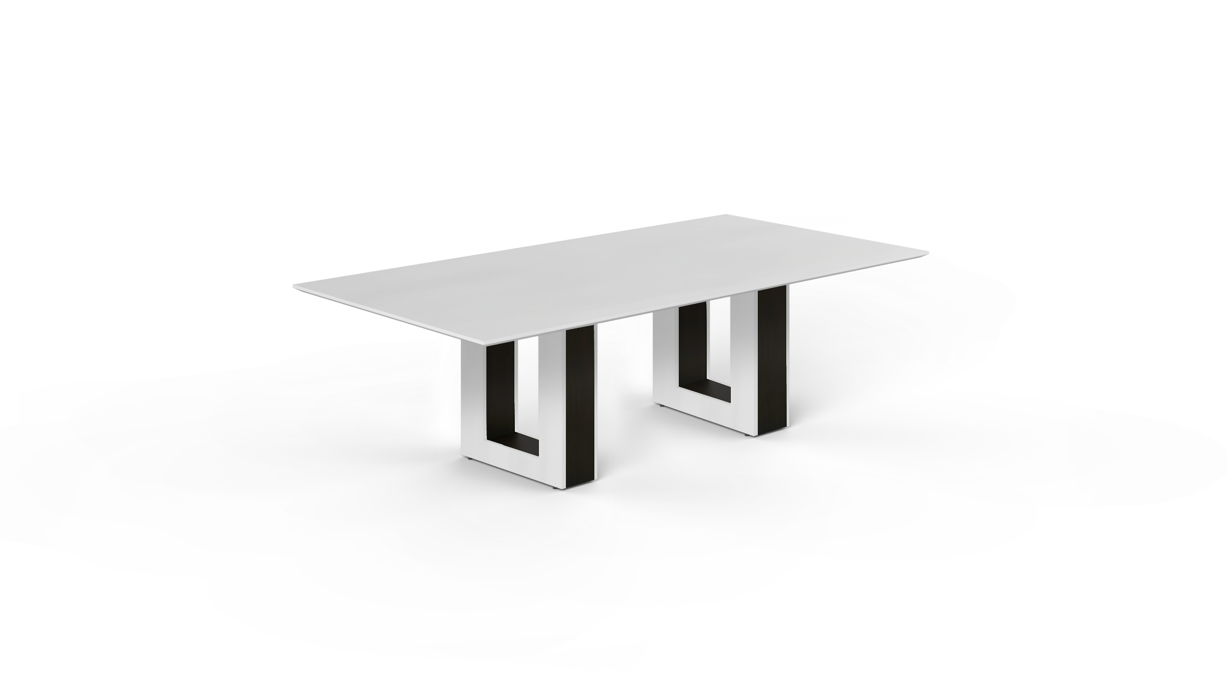 8' Coltello Conference Table with Aureola Base — Blanco Top & Grigio Inner