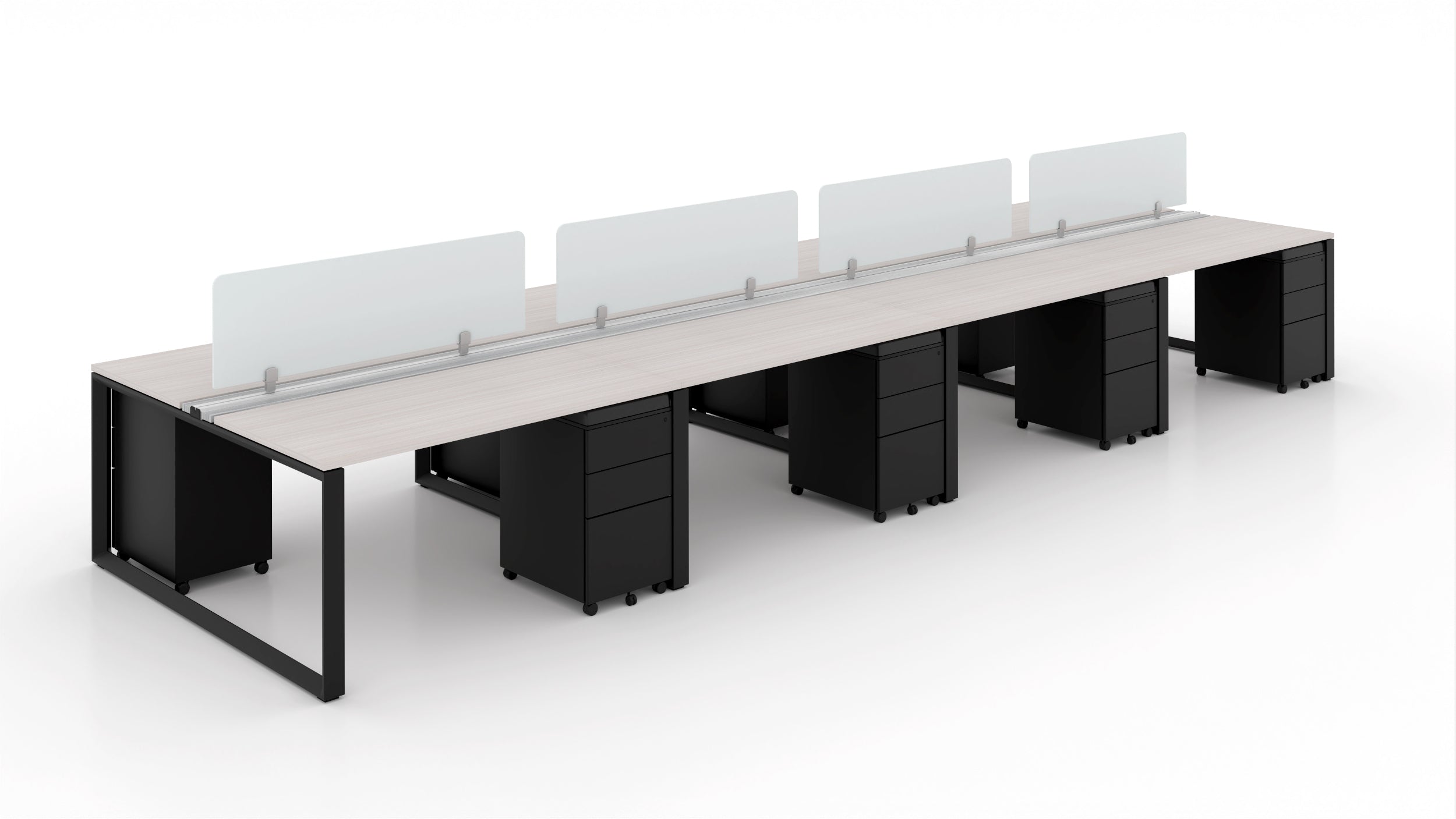 8 Person Bench Workstation Black Frame 24”x48”