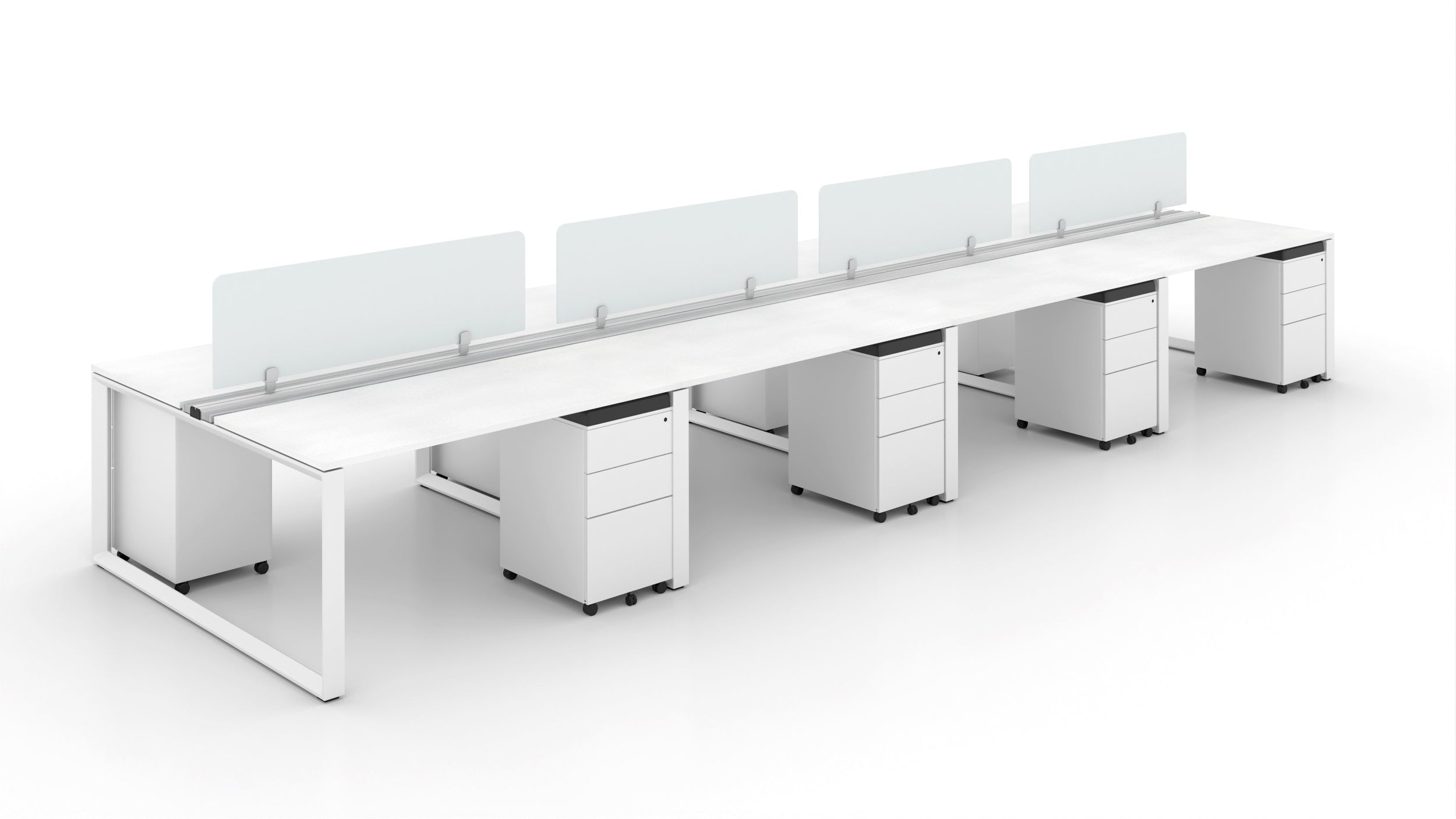 8 Person Bench Workstation White Frame 24”x48”