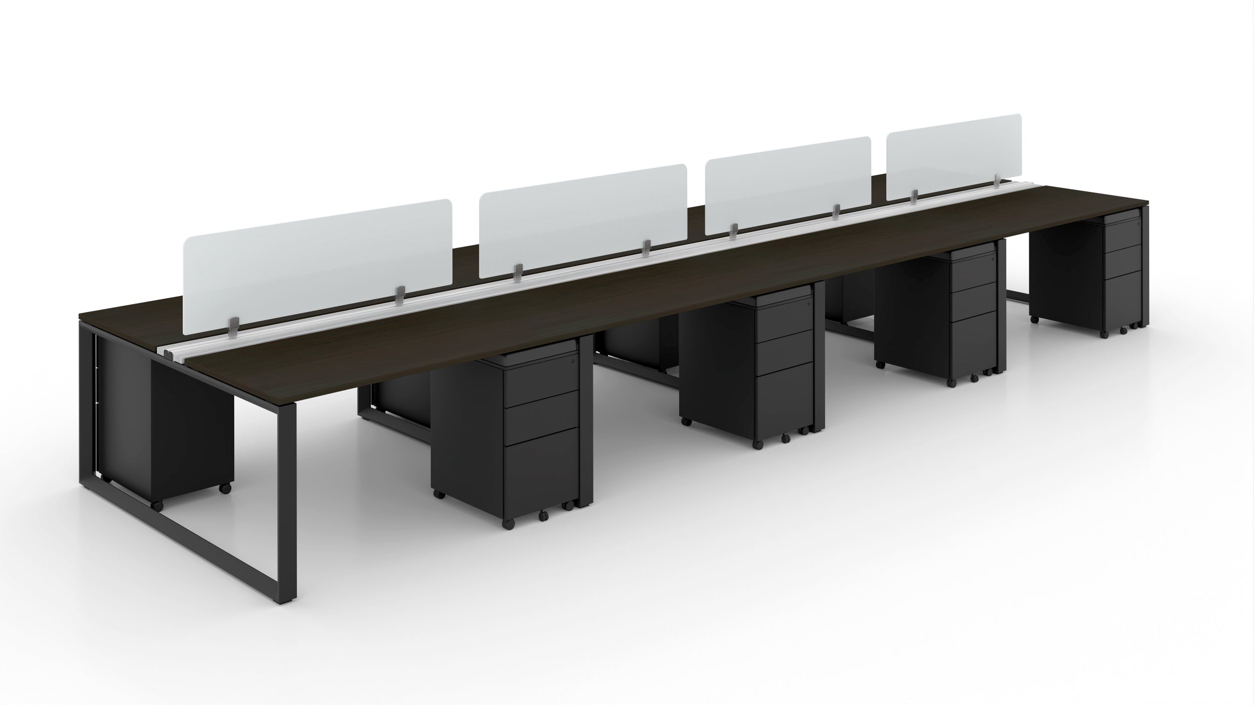 8 Person Bench Workstation Black Frame 24”x48”