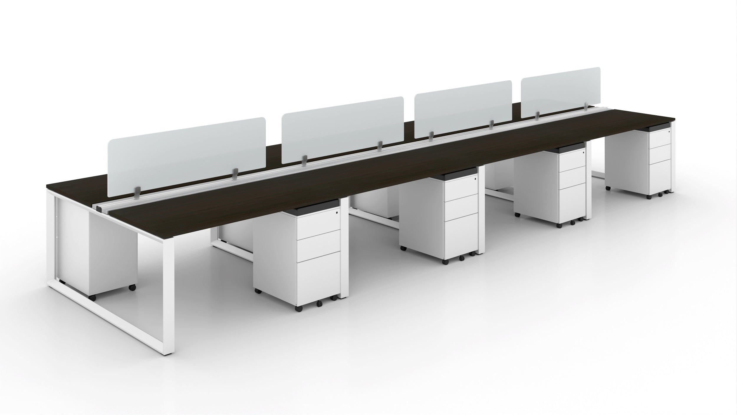 8 Person Bench Workstation White Frame 24”x48”