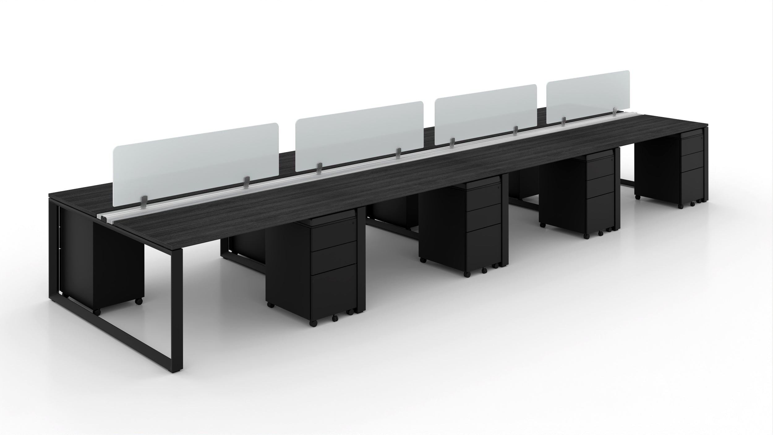 8 Person Bench Workstation Black Frame 24”x48”