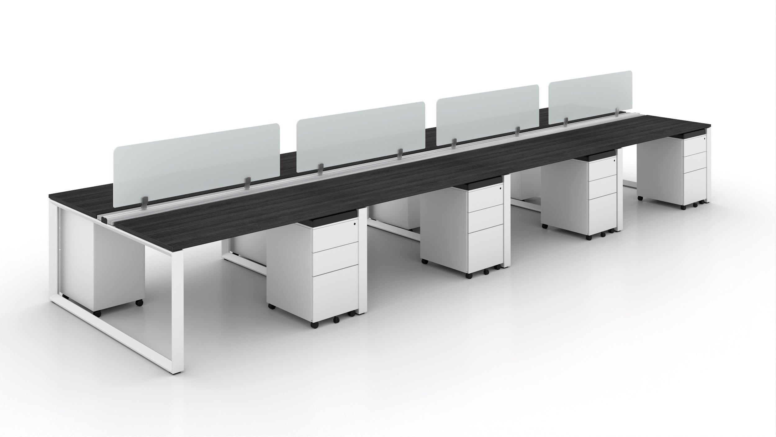 8 Person Bench Workstation White Frame 24”x48”