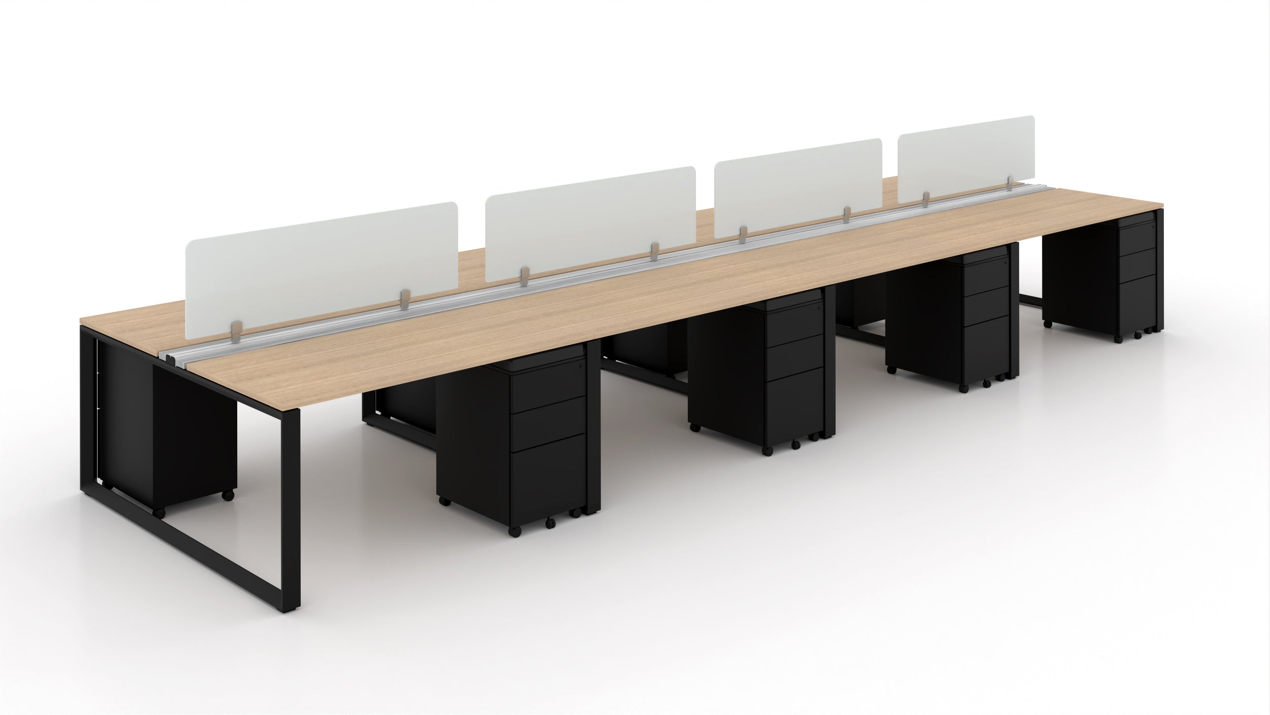 8 Person Bench Workstation Black Frame 24”x48”