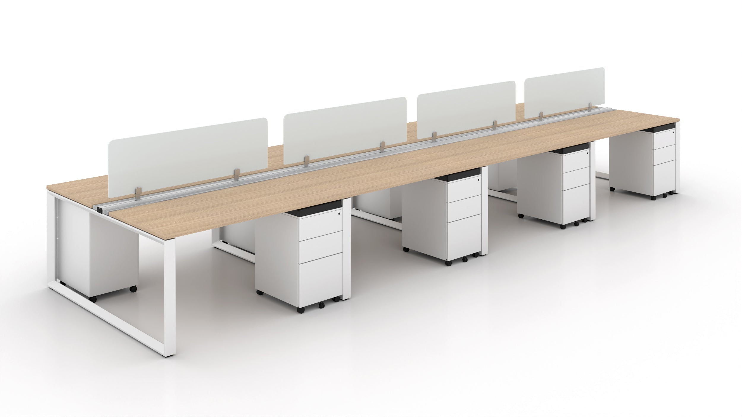 8 Person Bench Workstation White Frame 24”x48”