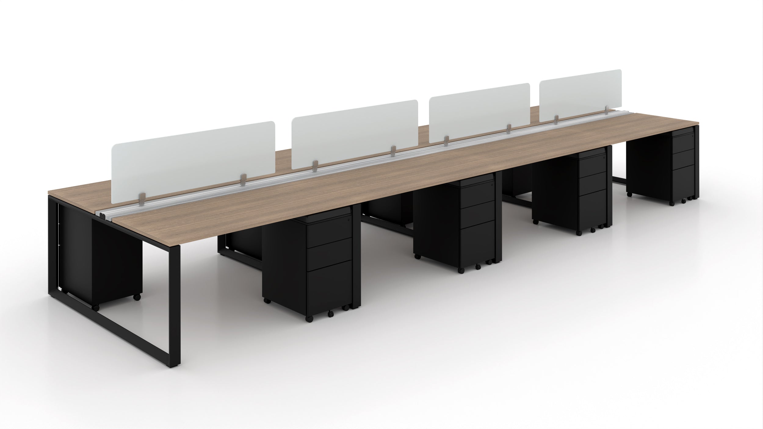 8 Person Bench Workstation Black Frame 24”x48”