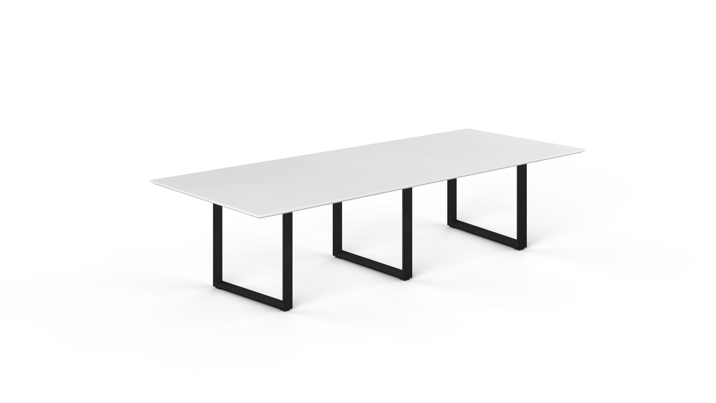 10' Coltello Conference Table with Black Veloce legs, Blanco