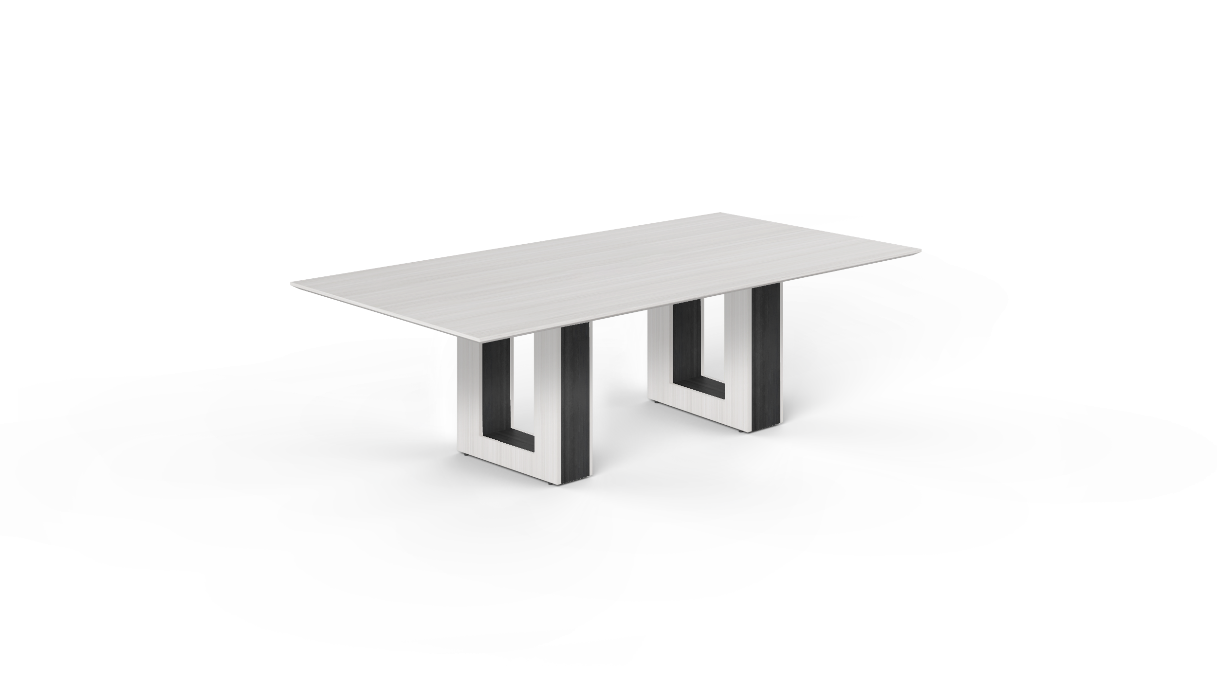 8' Coltello Conference Table with Aureola Base — Blanc de Gris Top & Grigio Inner