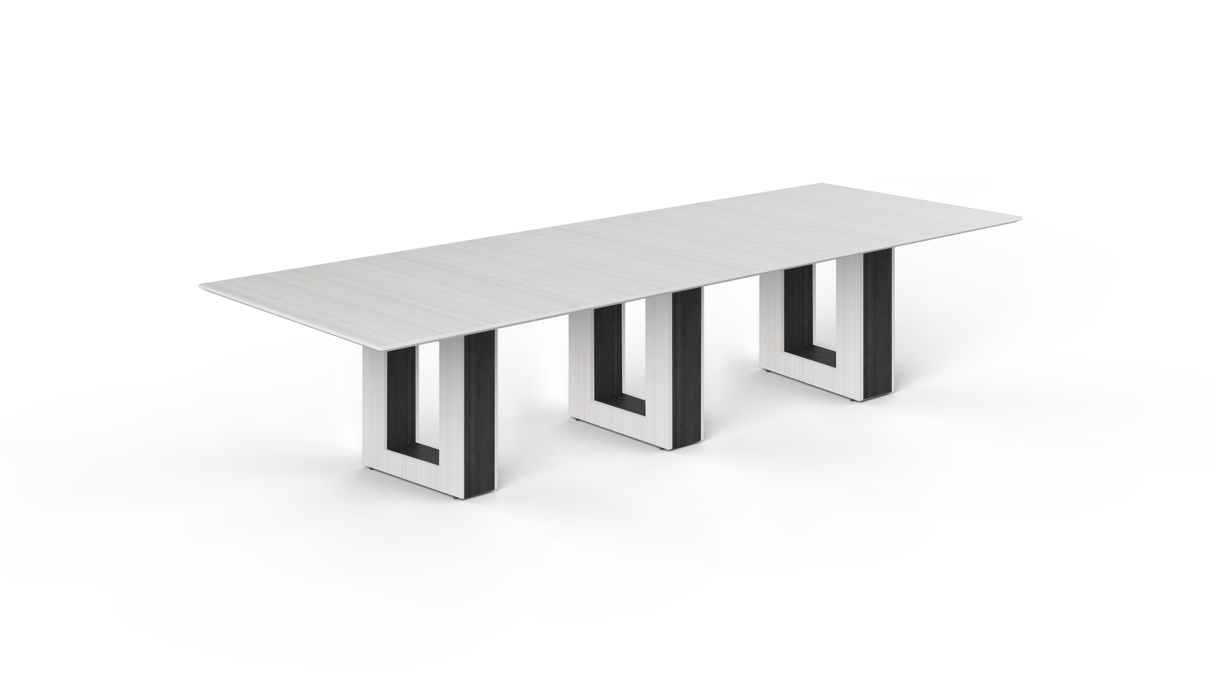 12' Coltello Conference Table with Aureola Base — Blanc de Gris Top / Grigio Inner