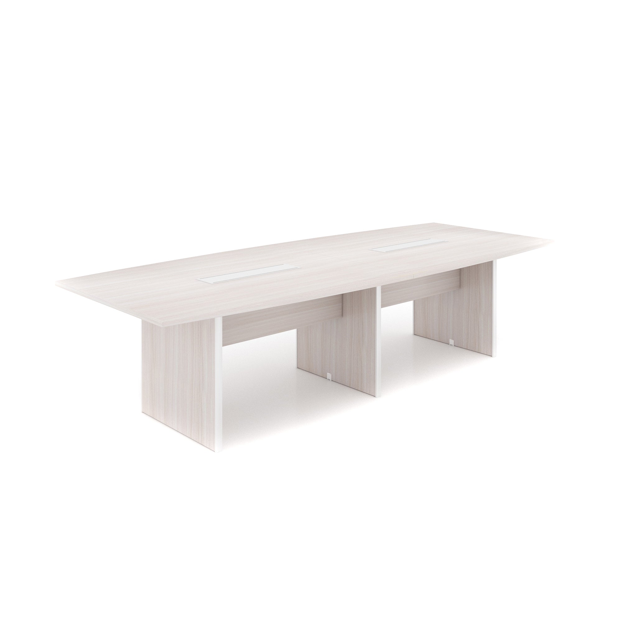 Deluxe 10' Laminate Boat Shape Conference table Blanc de Gris