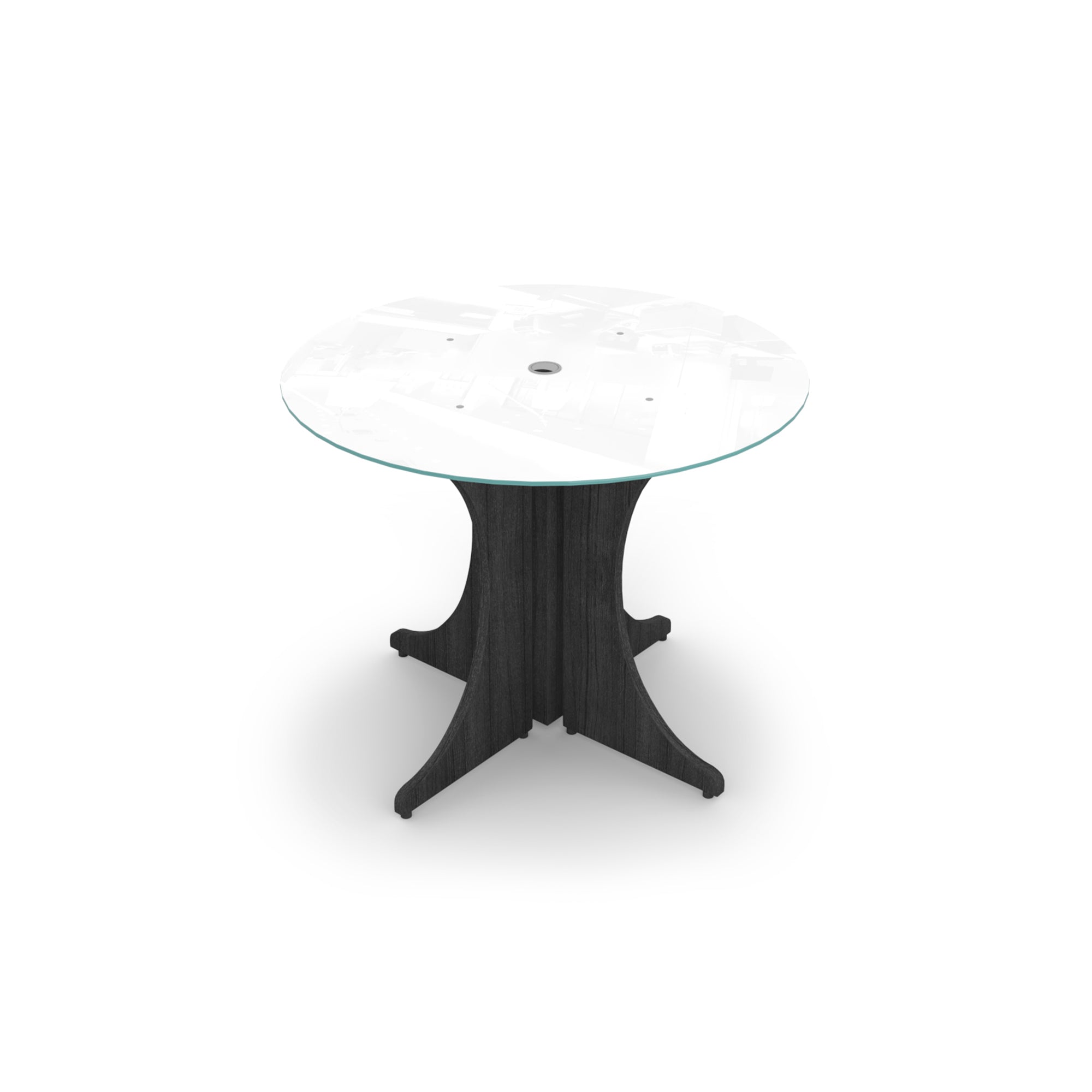 Small Round Glass Conference Table with X-base 36" Grigio