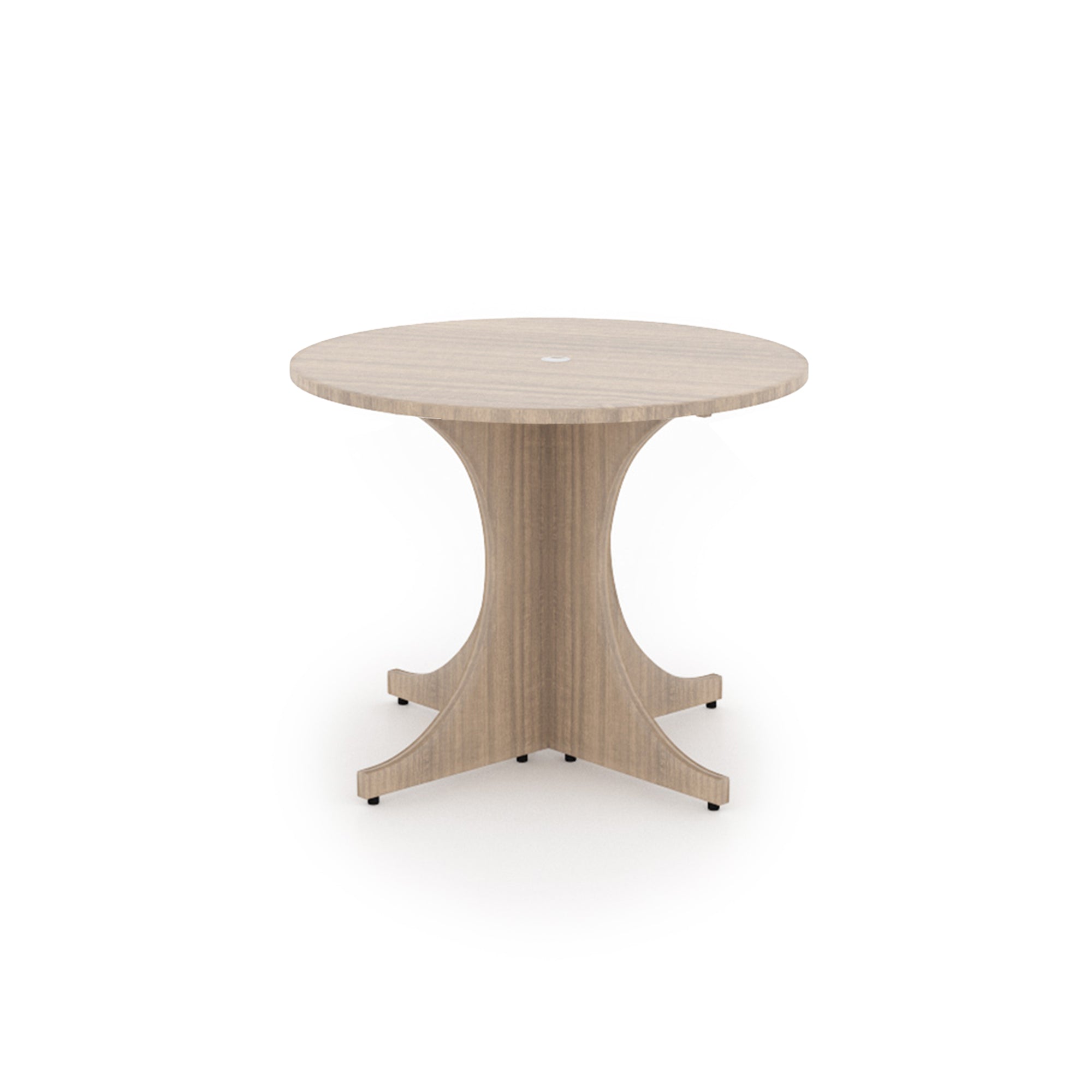 Small Round Laminate Conference Table with X-base 36" Noce
