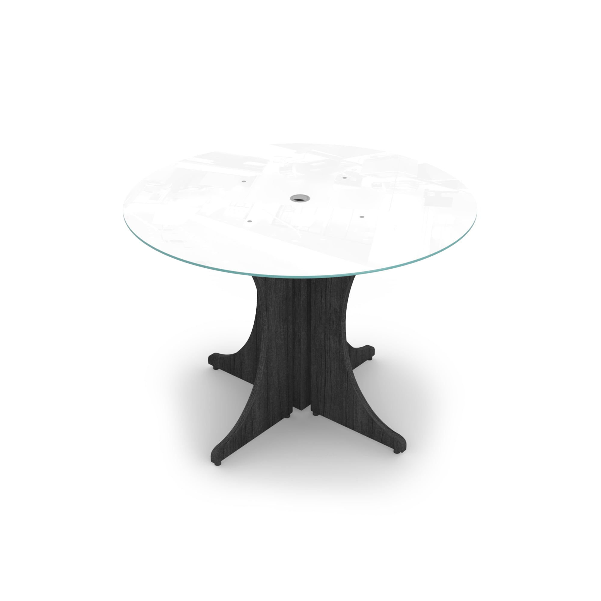 Medium Round Glass Conference Table with X-base 42" Grigio