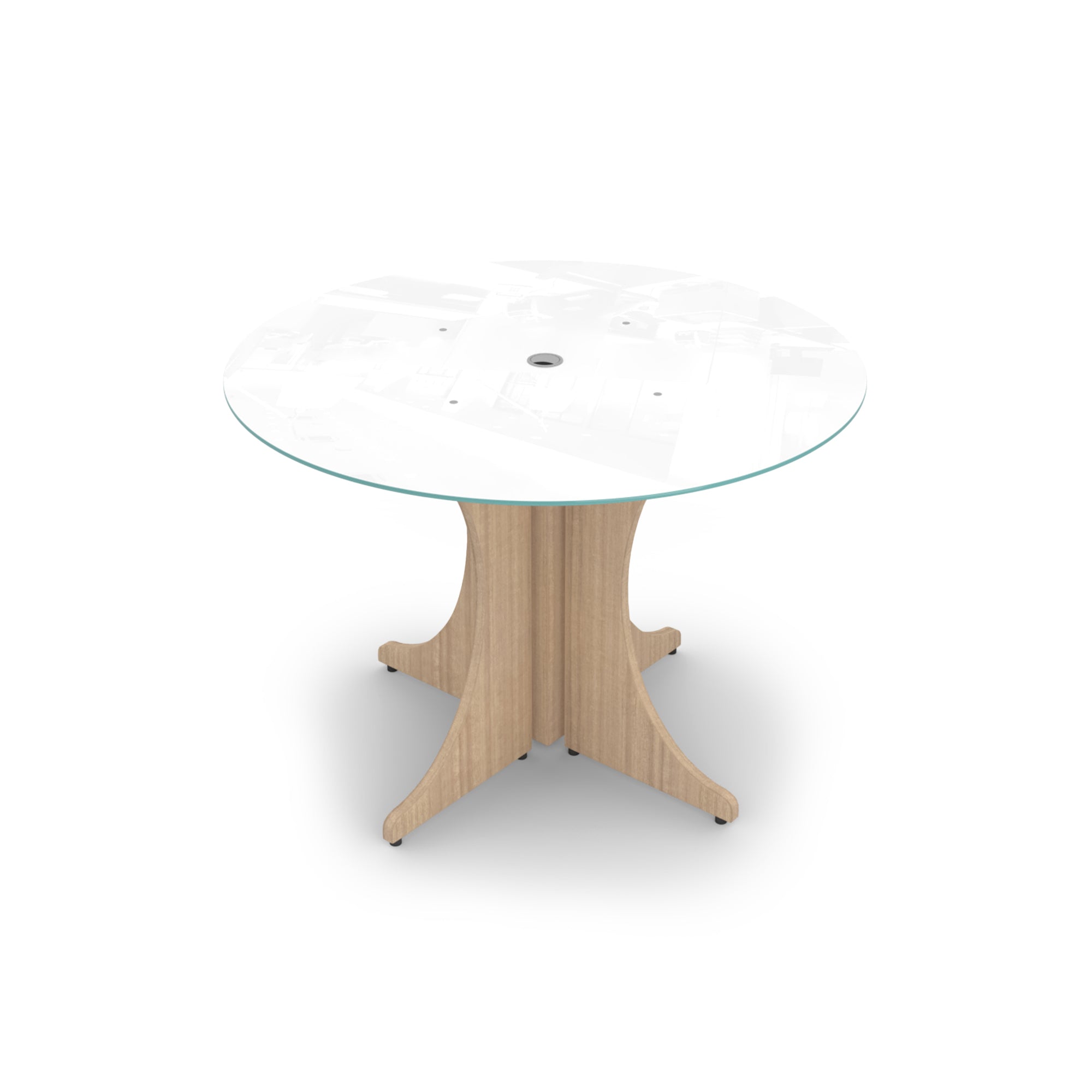 Medium Round Glass Conference Table with X-base 42" Miele