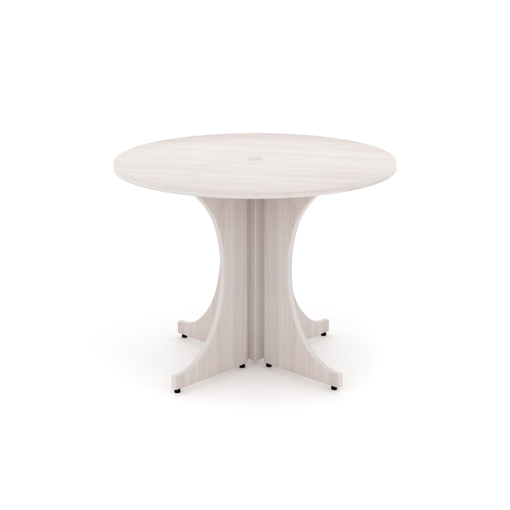 Medium Round Laminate Conference Table with X-base 42" Blanc de Gris
