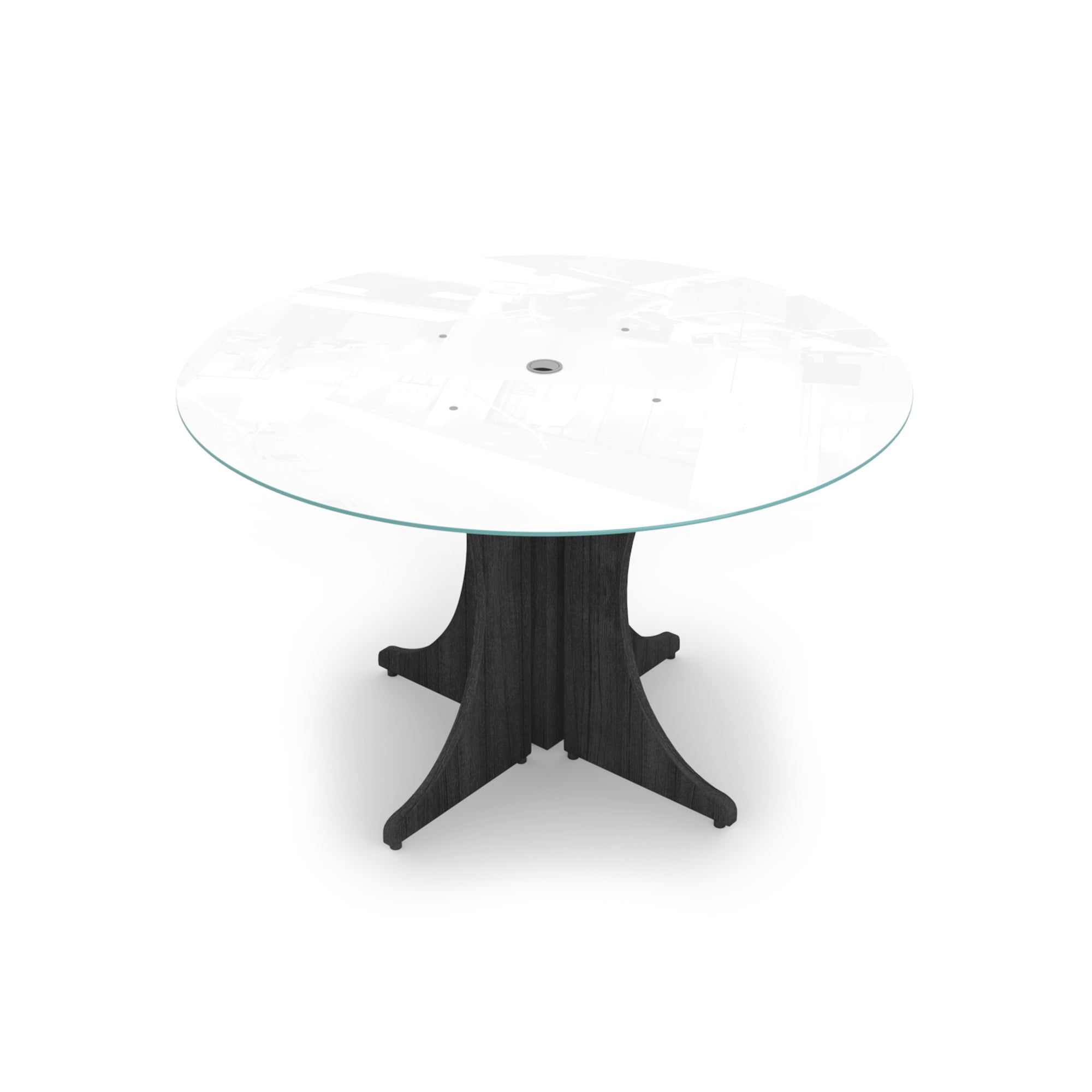 Large Round Glass Conference Table with X-base 48" Grigio