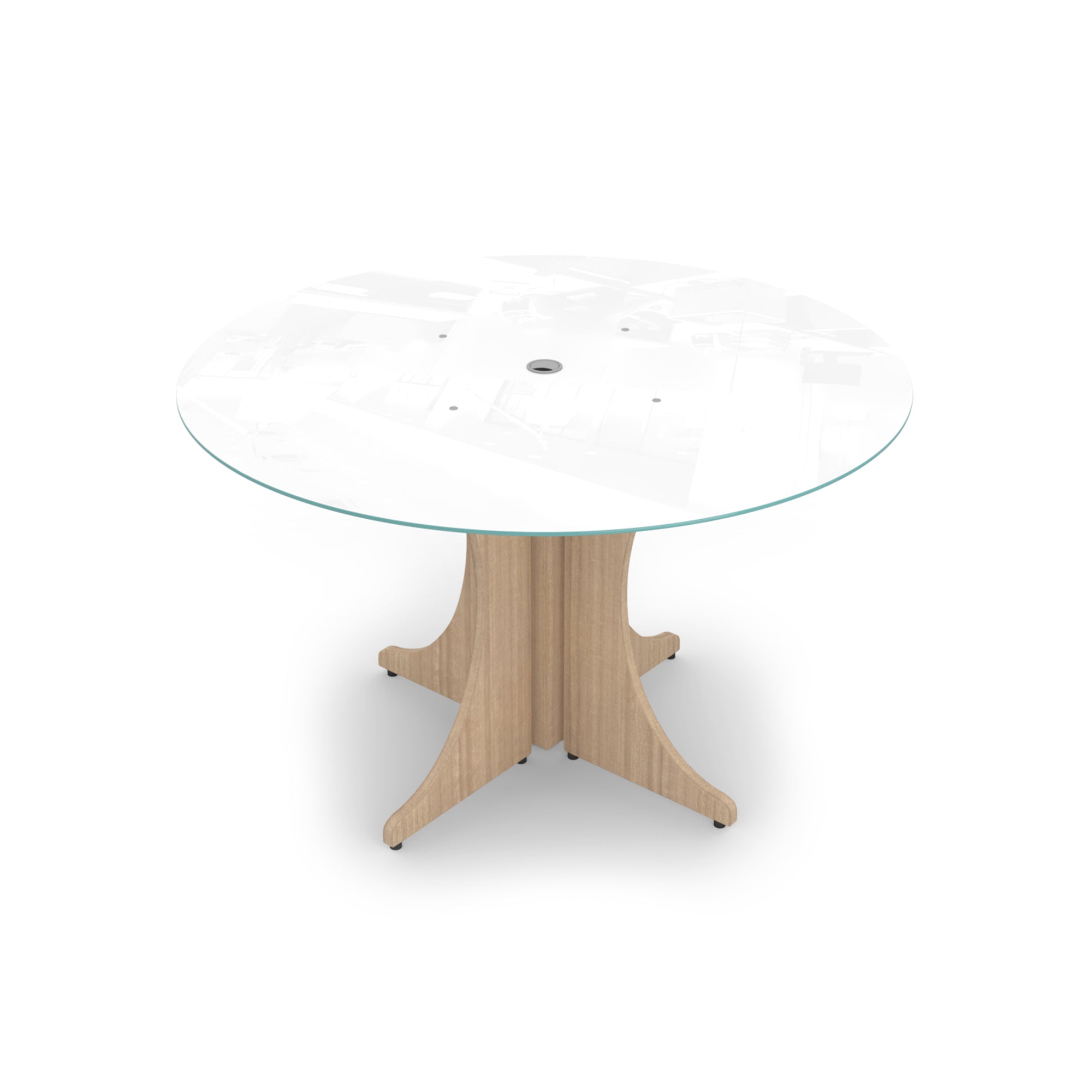 Large Round Glass Conference Table with X-base 48" Miele