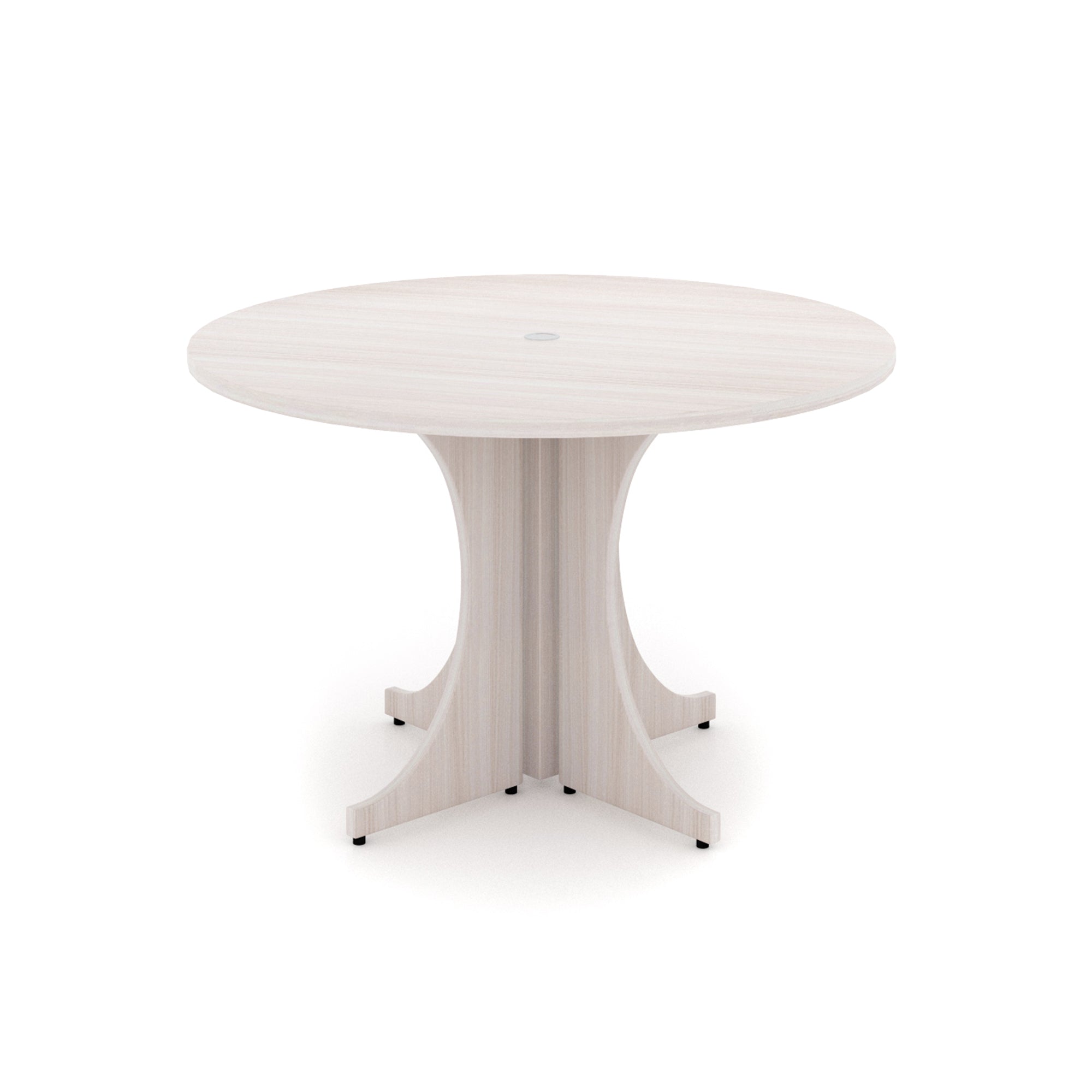 Large Round Laminate Conference Table with X-base 48" Blanc de Gris