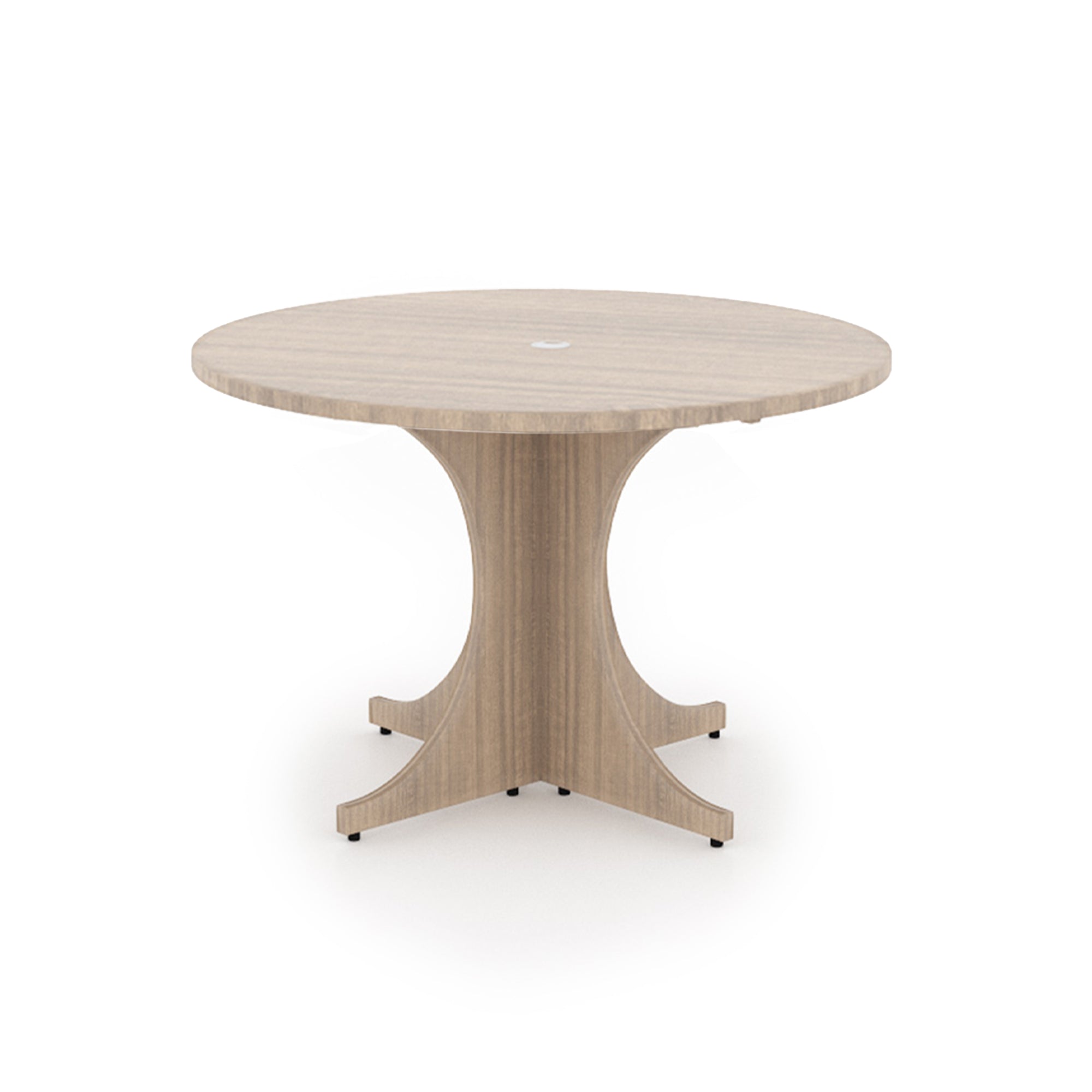 Large Round Laminate Conference Table with X-base 48" Noce
