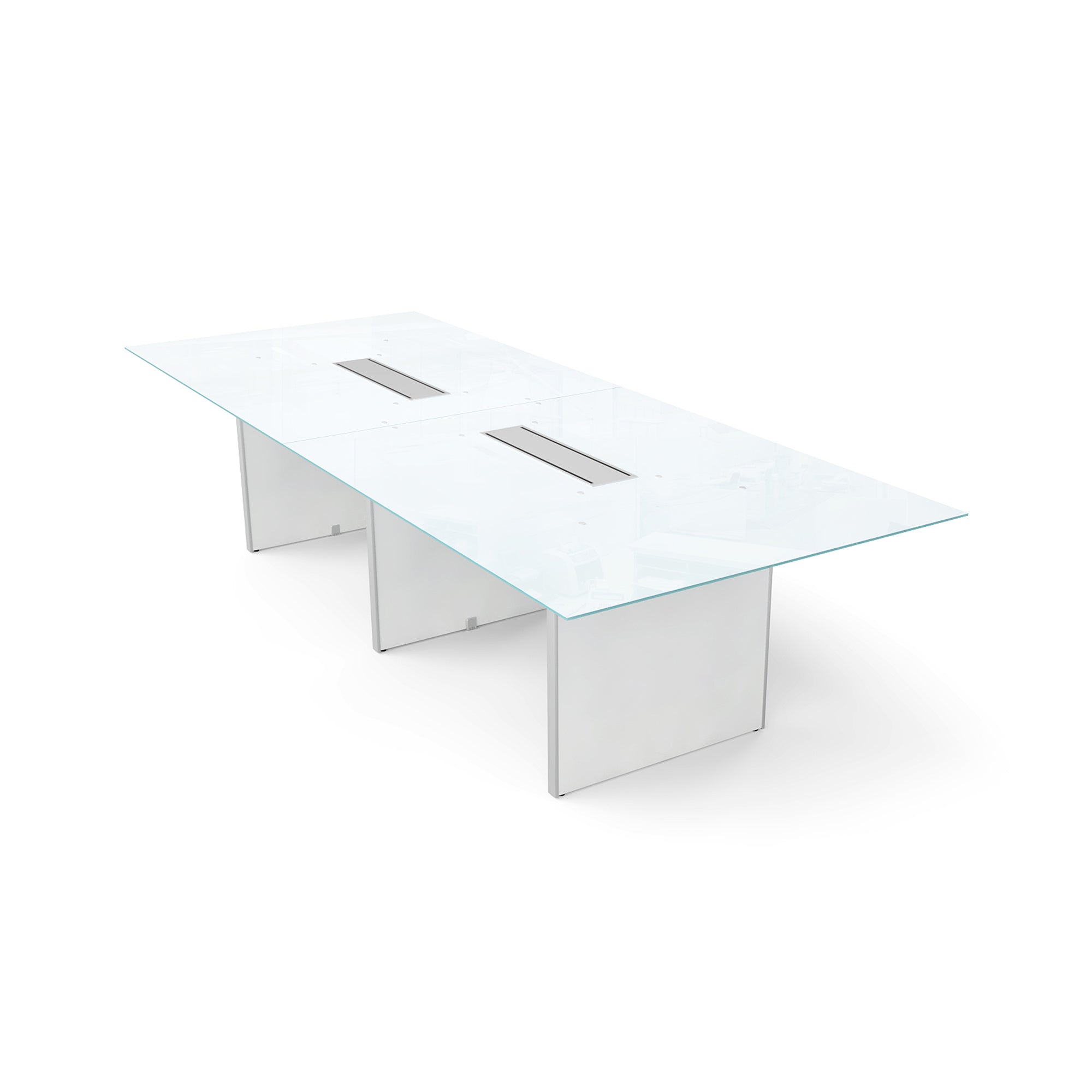 Deluxe 10' Glass Top Conference Table Blanco