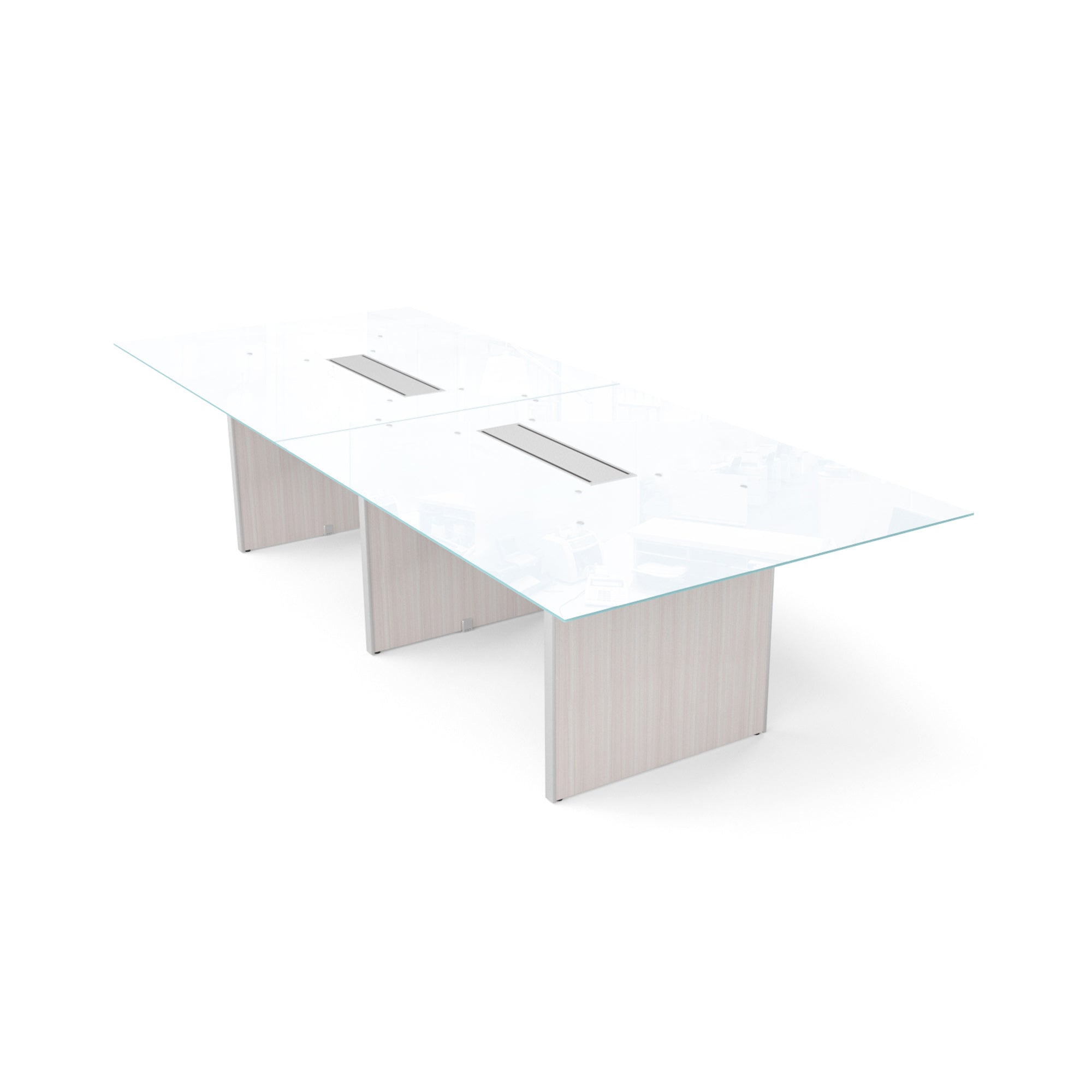 Deluxe 10' Glass Top Conference Table Blanc de Gris