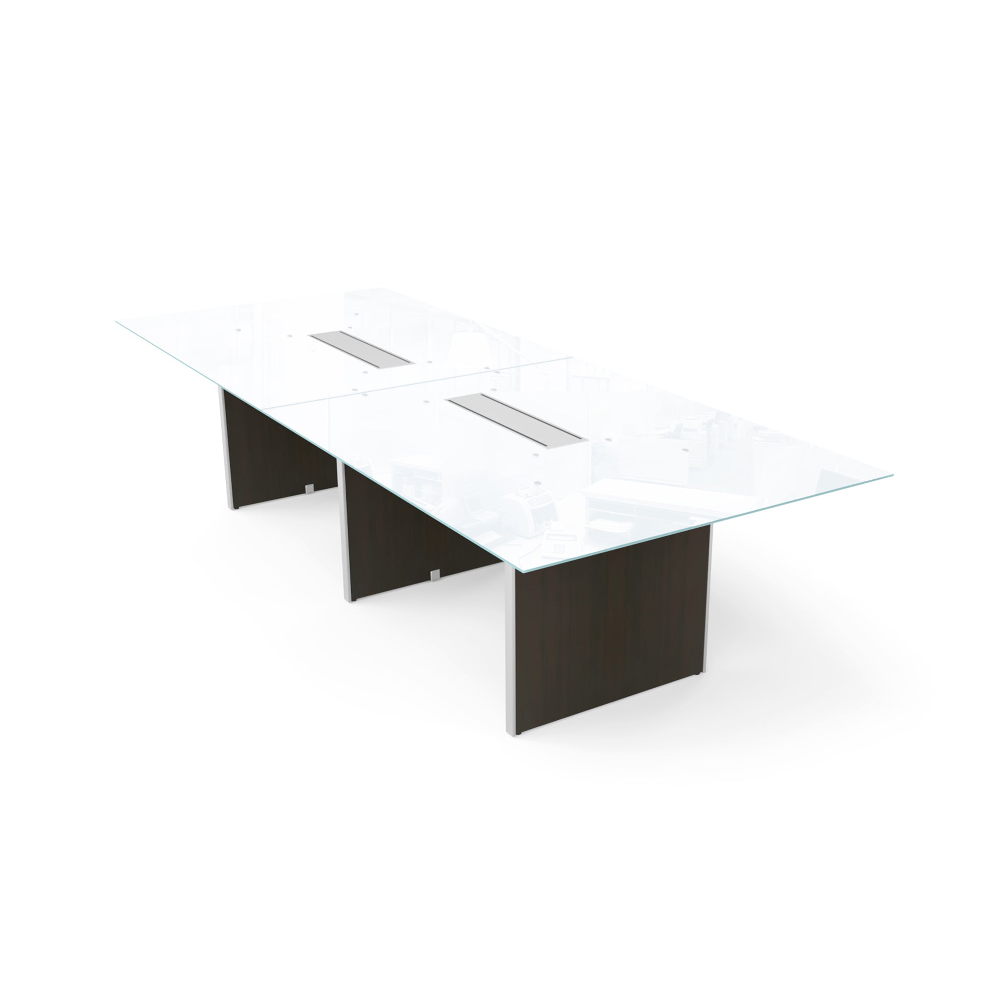 Deluxe 10' Glass Top Conference Table Espresso