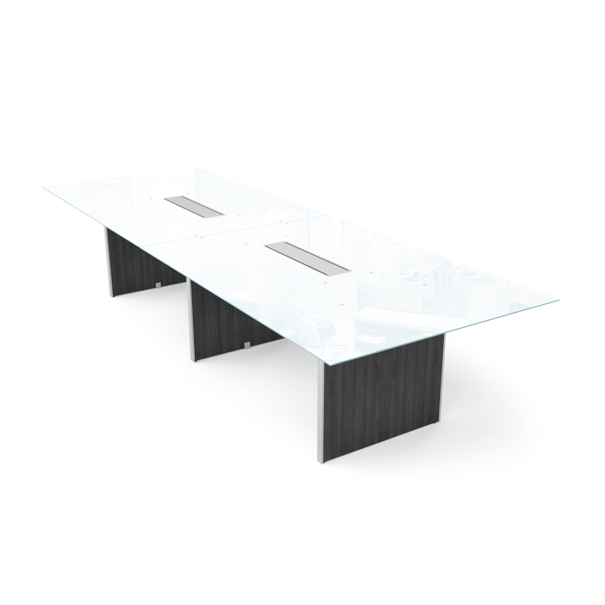 Deluxe 12' Glass Top Conference Table Grigio