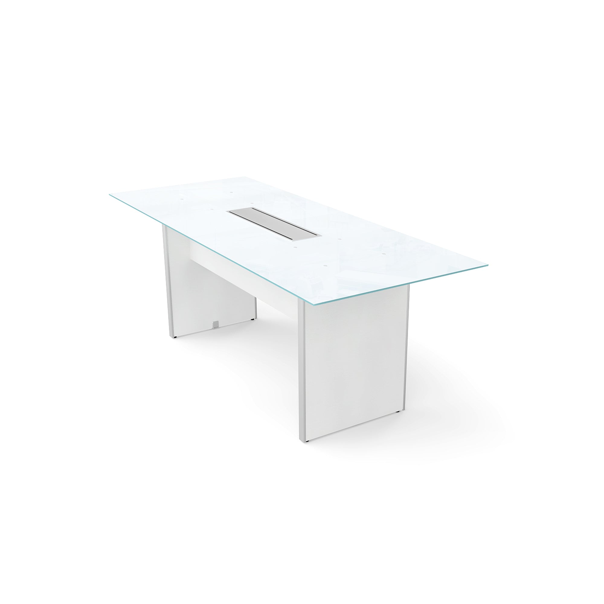Rectangular Glass Top Conference Table Blanco