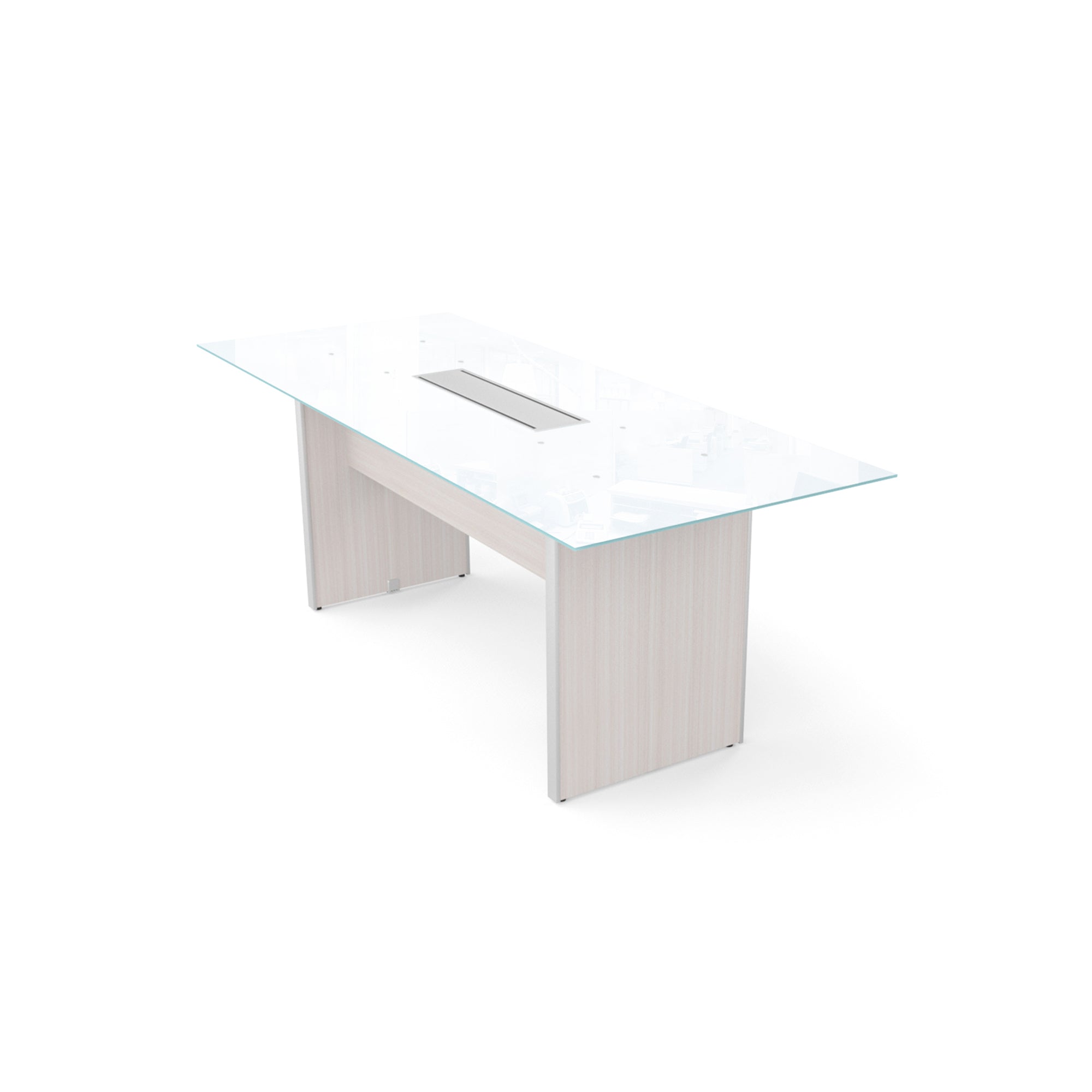 Rectangular Glass Top Conference Table Blanc de Gris
