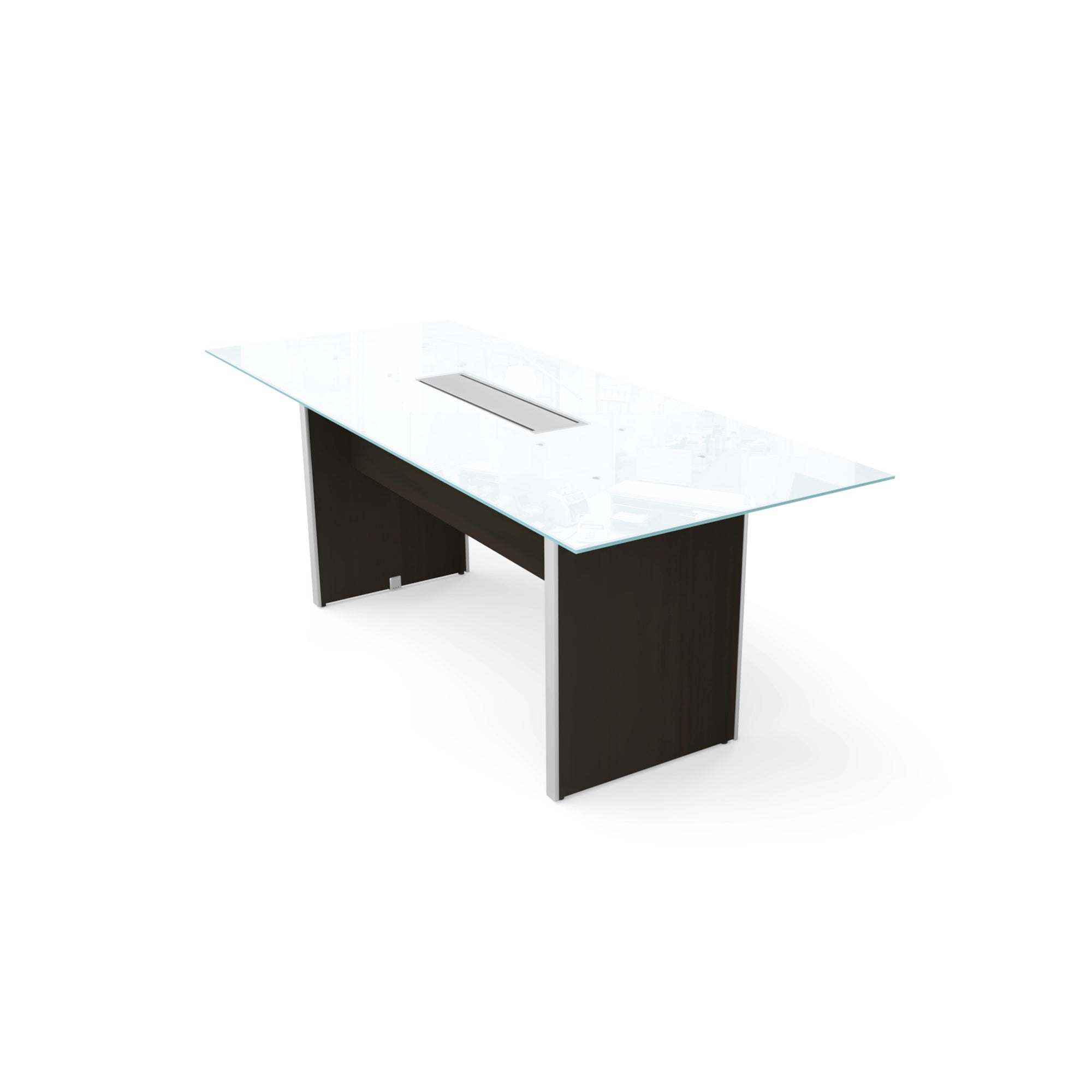 Rectangular Glass Top Conference Table Espresso