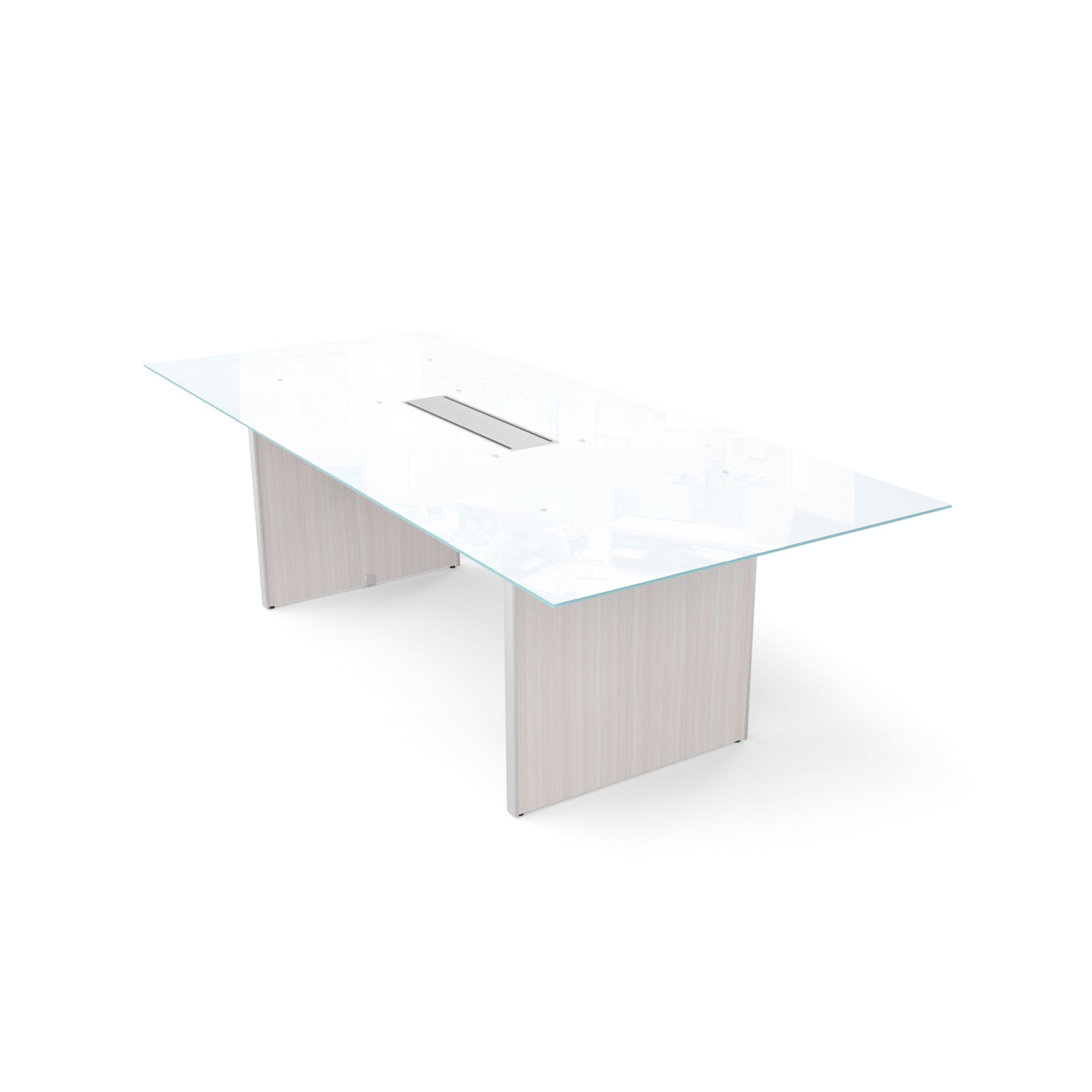 Deluxe 8' Glass Top Conference Table Blanc de Gris