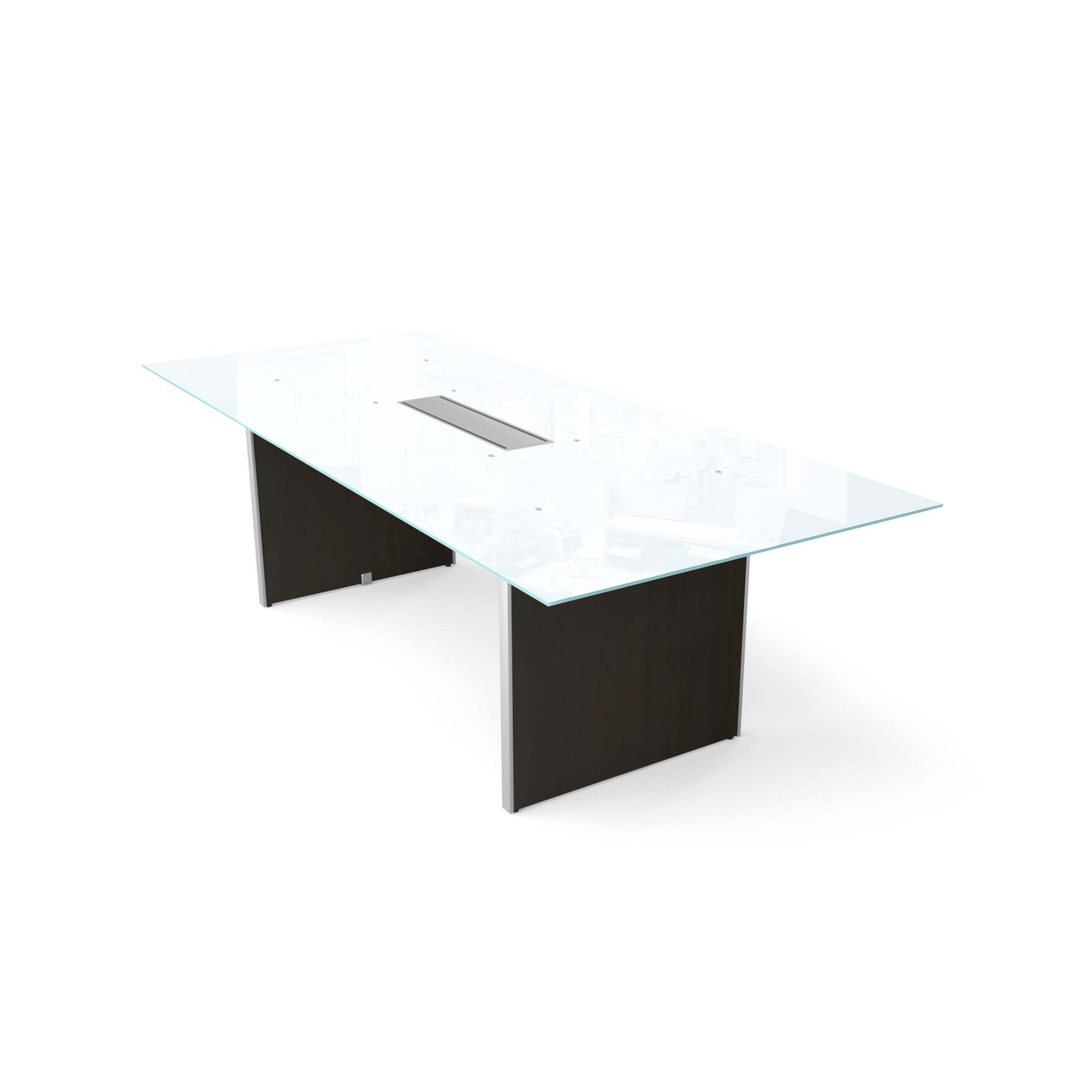 Deluxe 8' Glass Top Conference Table Espresso