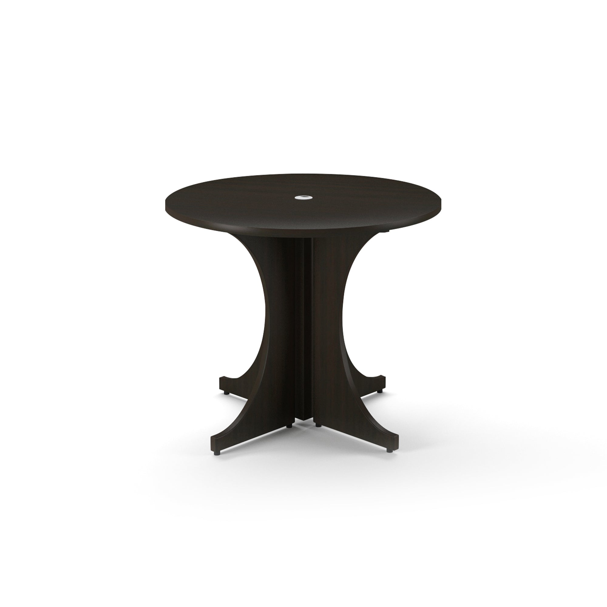 Small Round Laminate Conference Table with X-base 36" Espresso