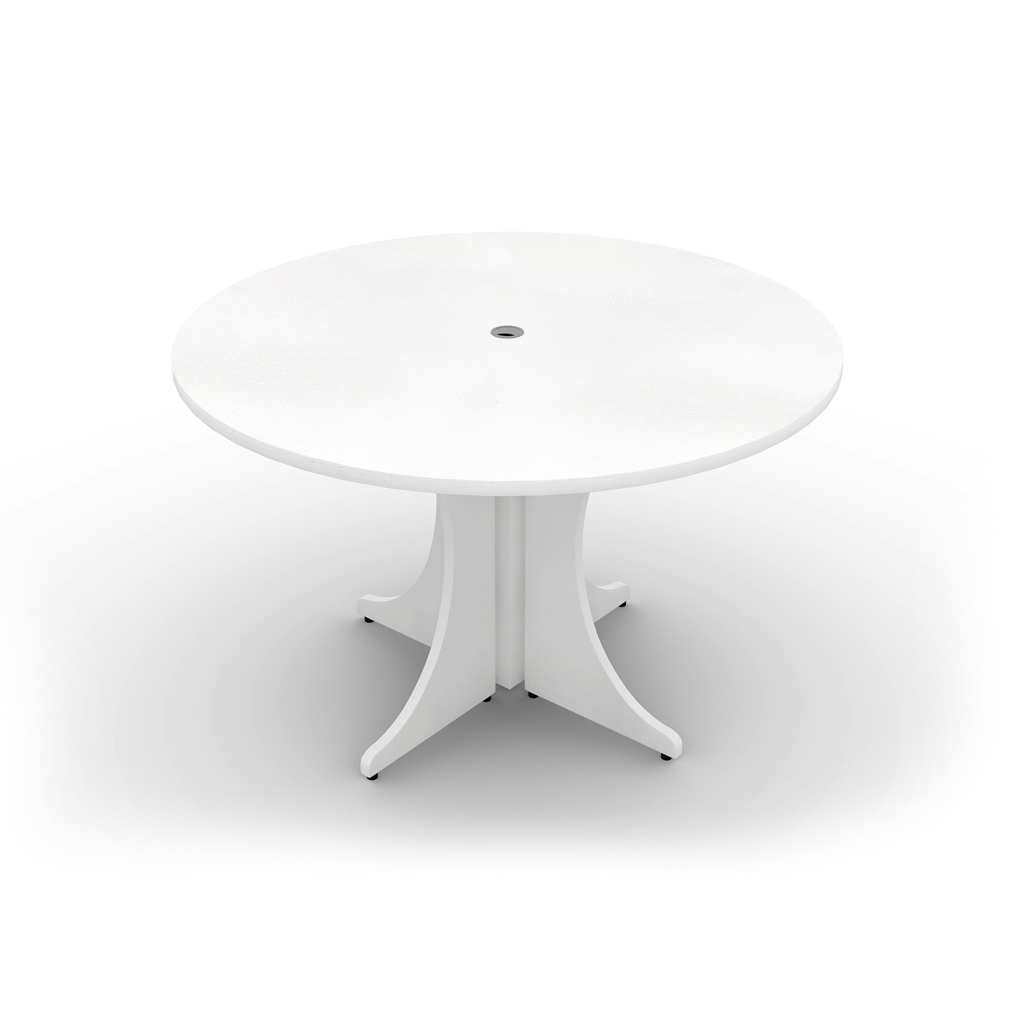 Large Round Laminate Conference Table with X-base 48" Blanco