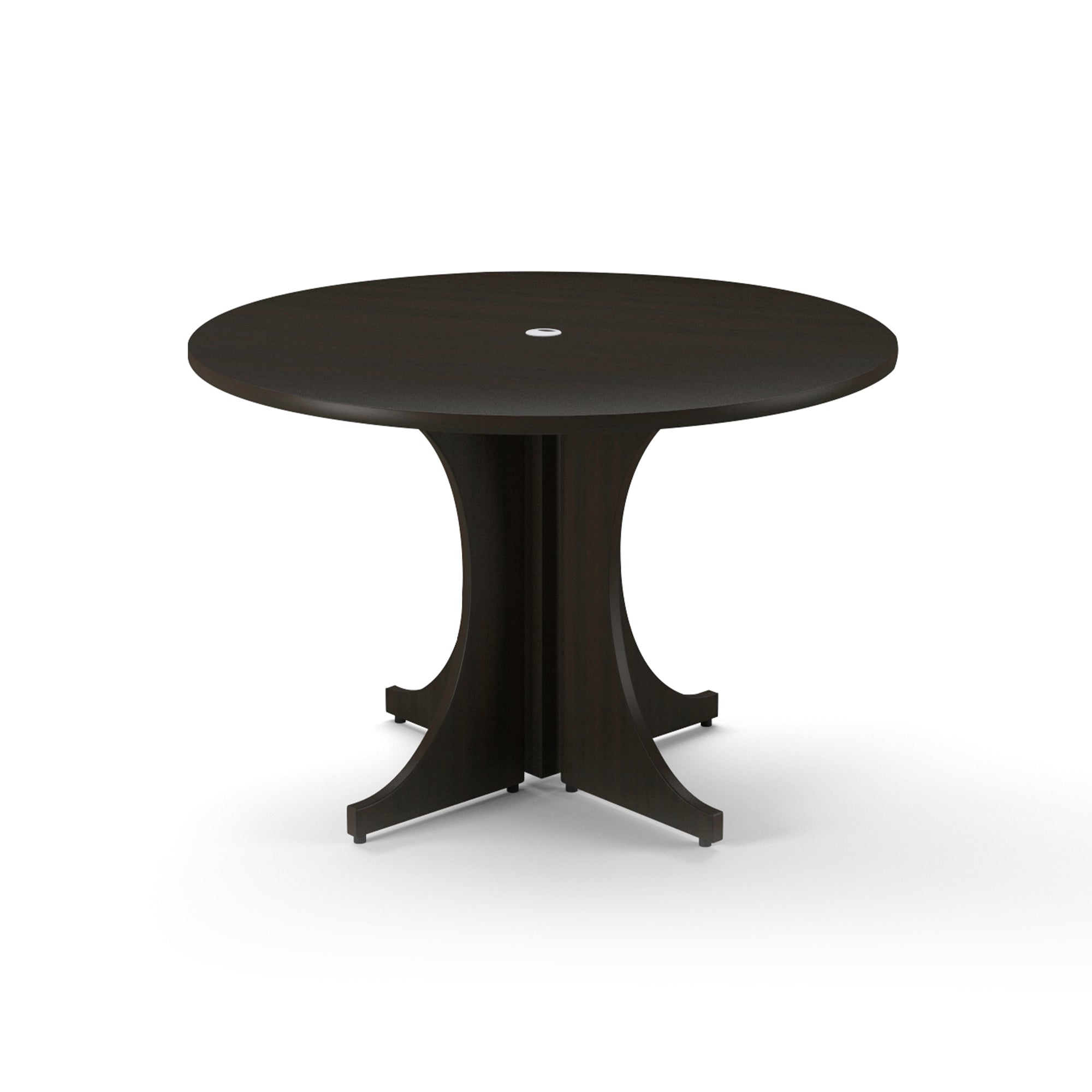 Large Round Laminate Conference Table with X-base 48" Espresso