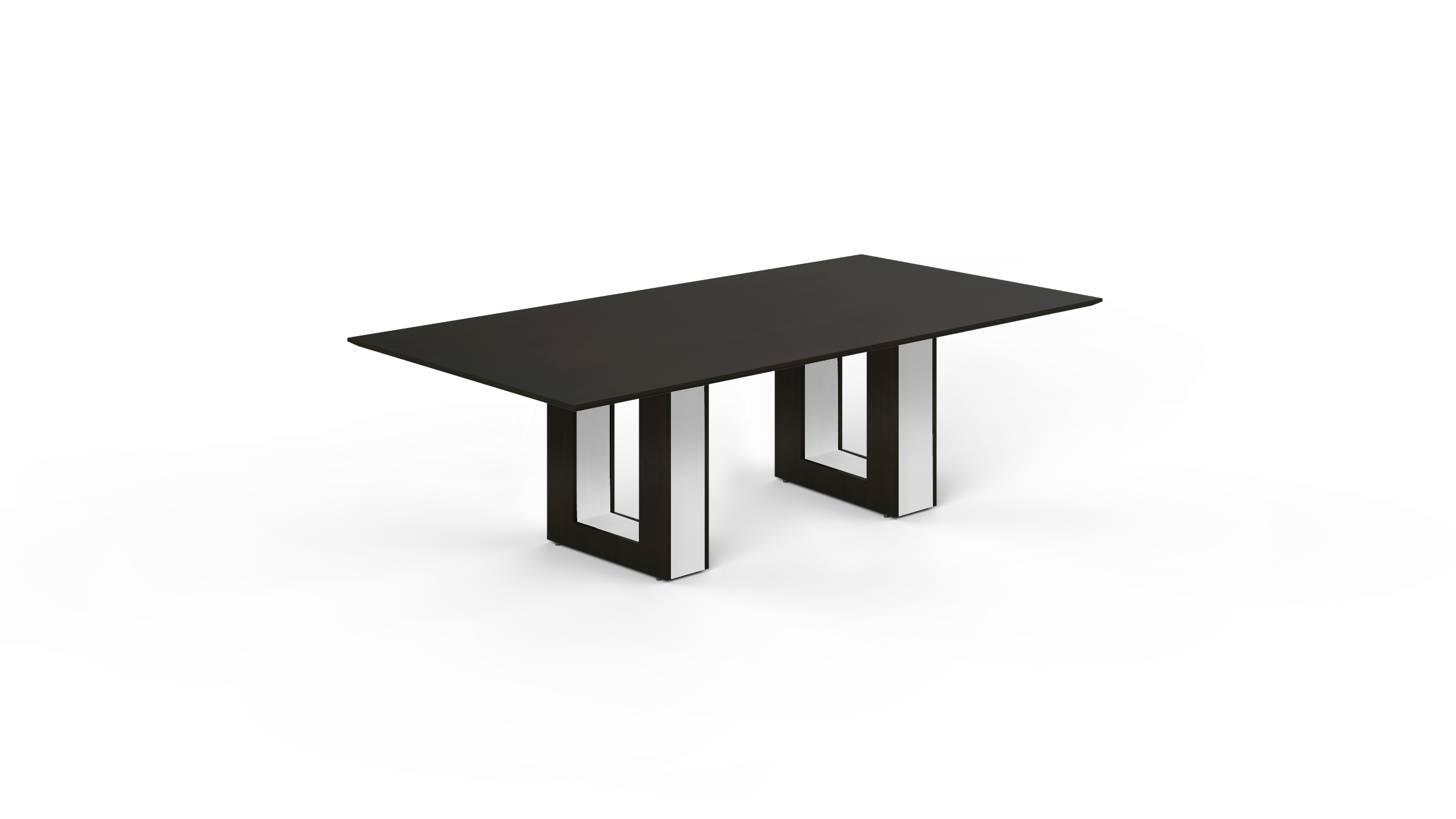 8' Coltello Conference Table with Aureola Base — Espresso Top & Blanco Inner