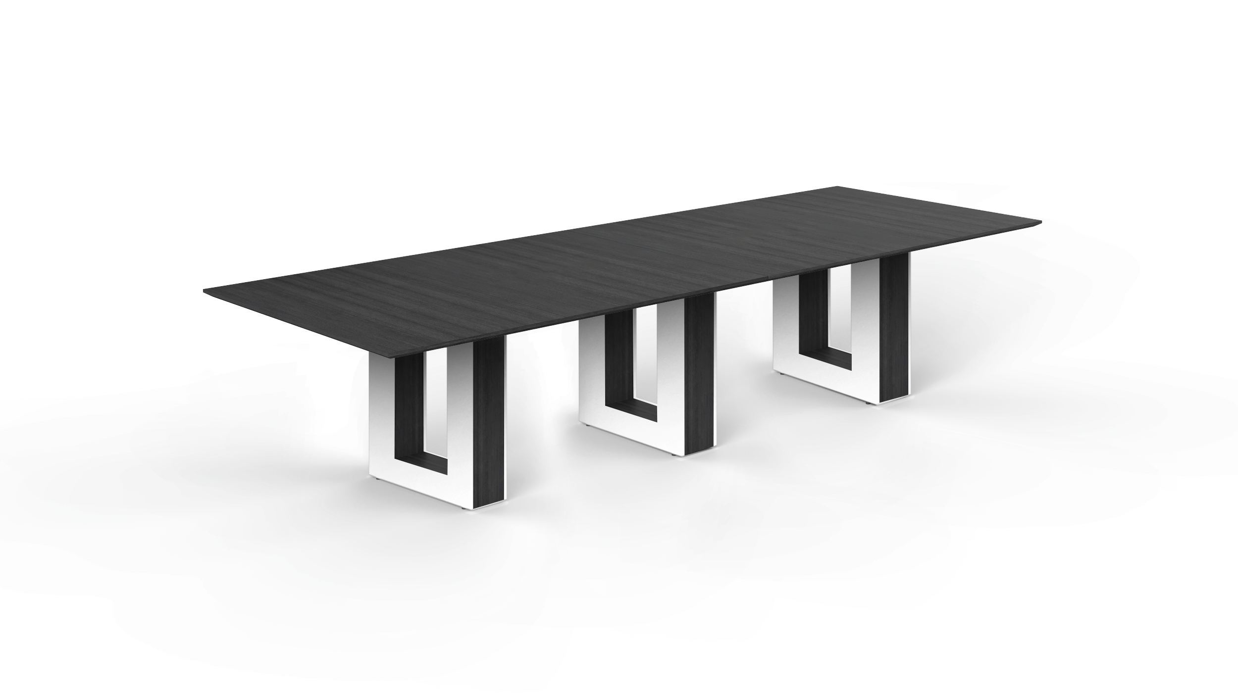 12' Coltello Conference Table with Aureola Base — Grigio Top & Blanco Outer