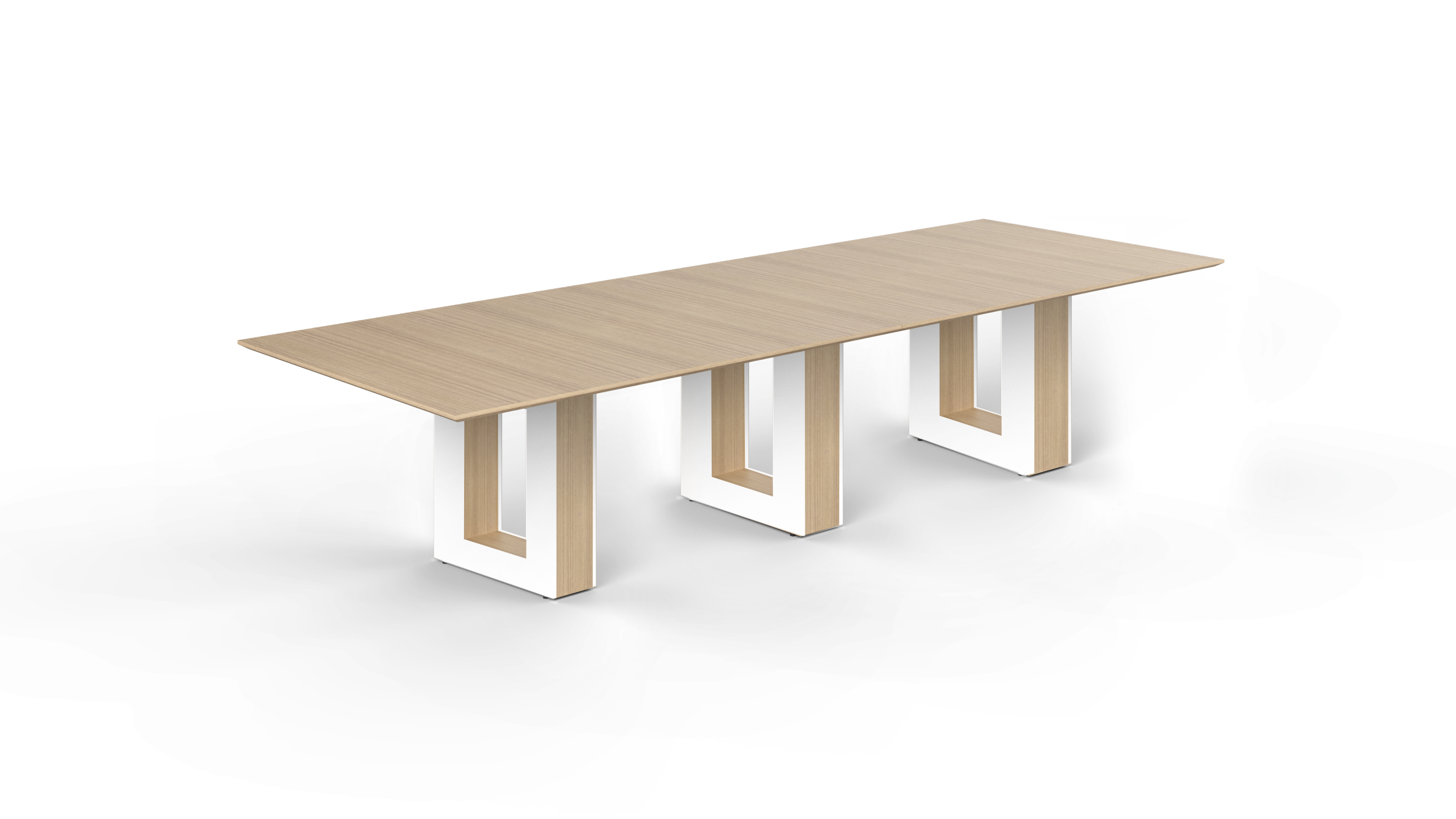 12' Coltello Conference Table with Aureola Base — Miele Top & Blanco Outer
