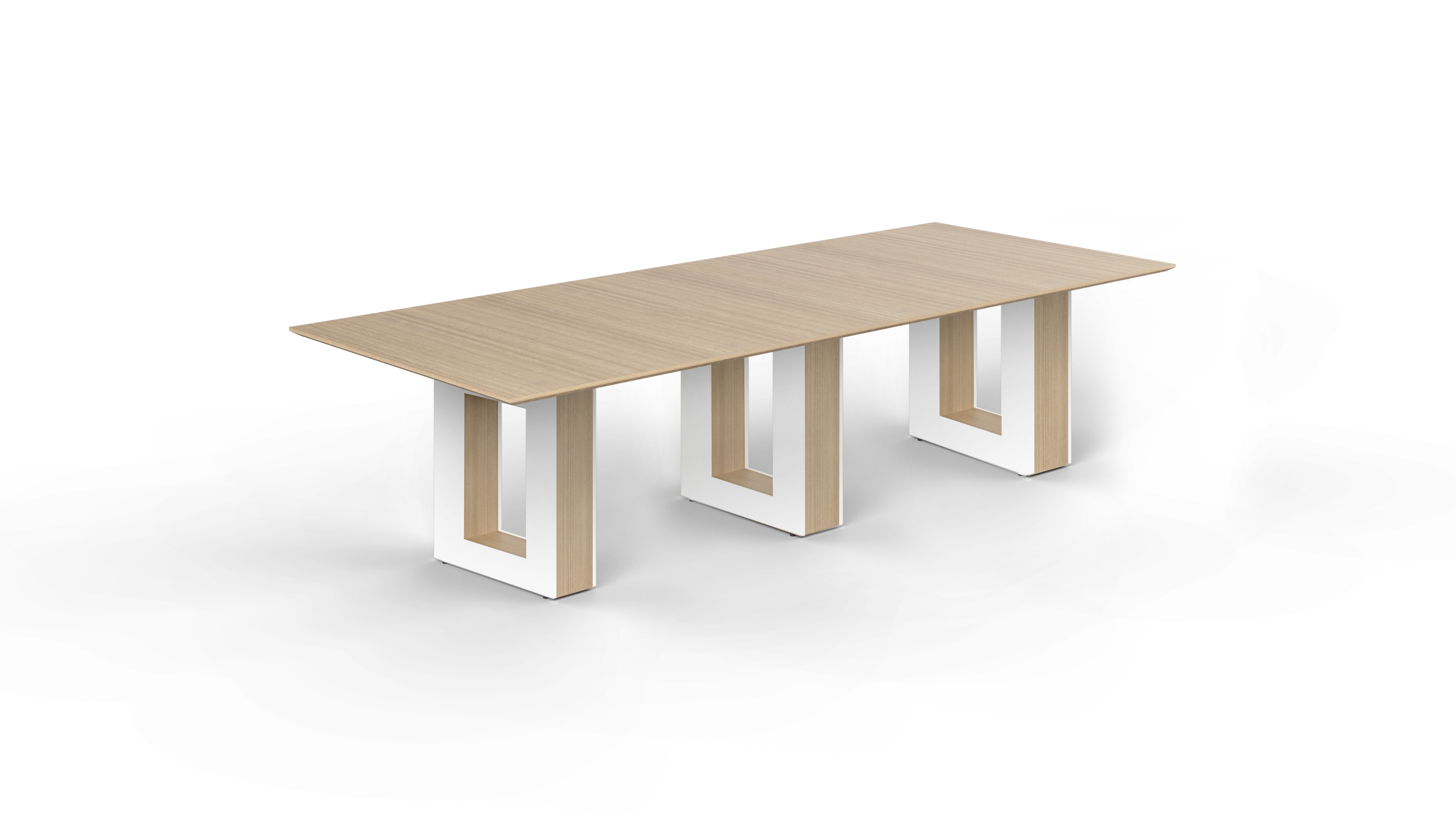 10' Coltello Conference Table with Aureola Base — Miele Top & Blanco Outer