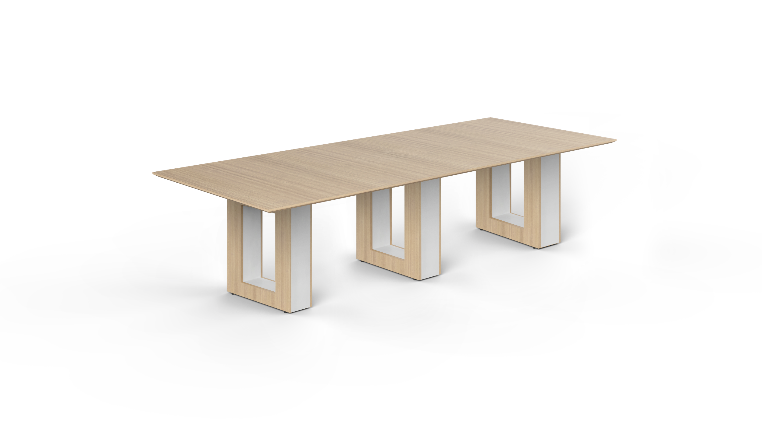 10' Coltello Conference Table with Aureola Base — Miele Top & Blanco Inner