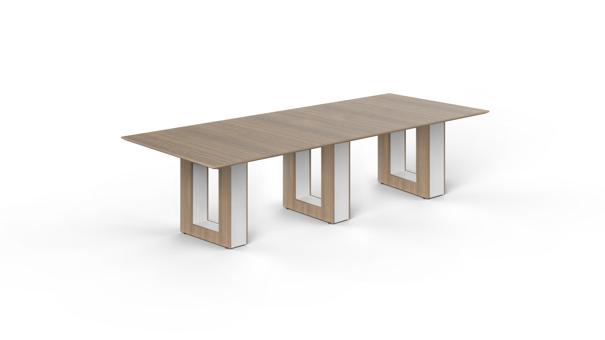 10' Coltello Conference Table with Aureola Base — Noce Top & Blanco Inner