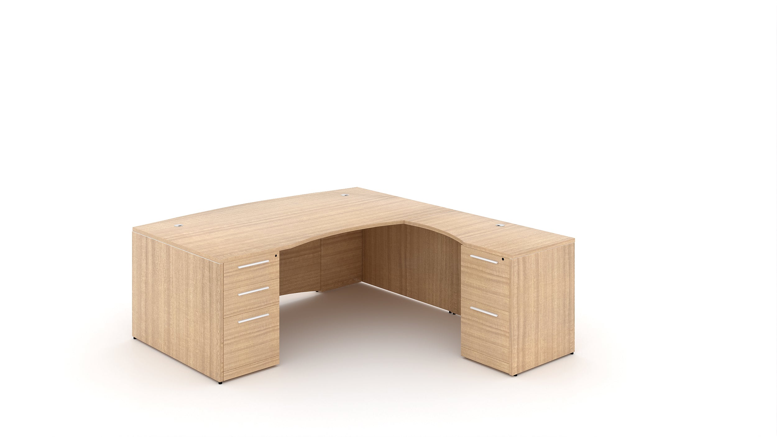 L-Shape Bow Front Desk with Laminate Modesty Panel 72” Miele