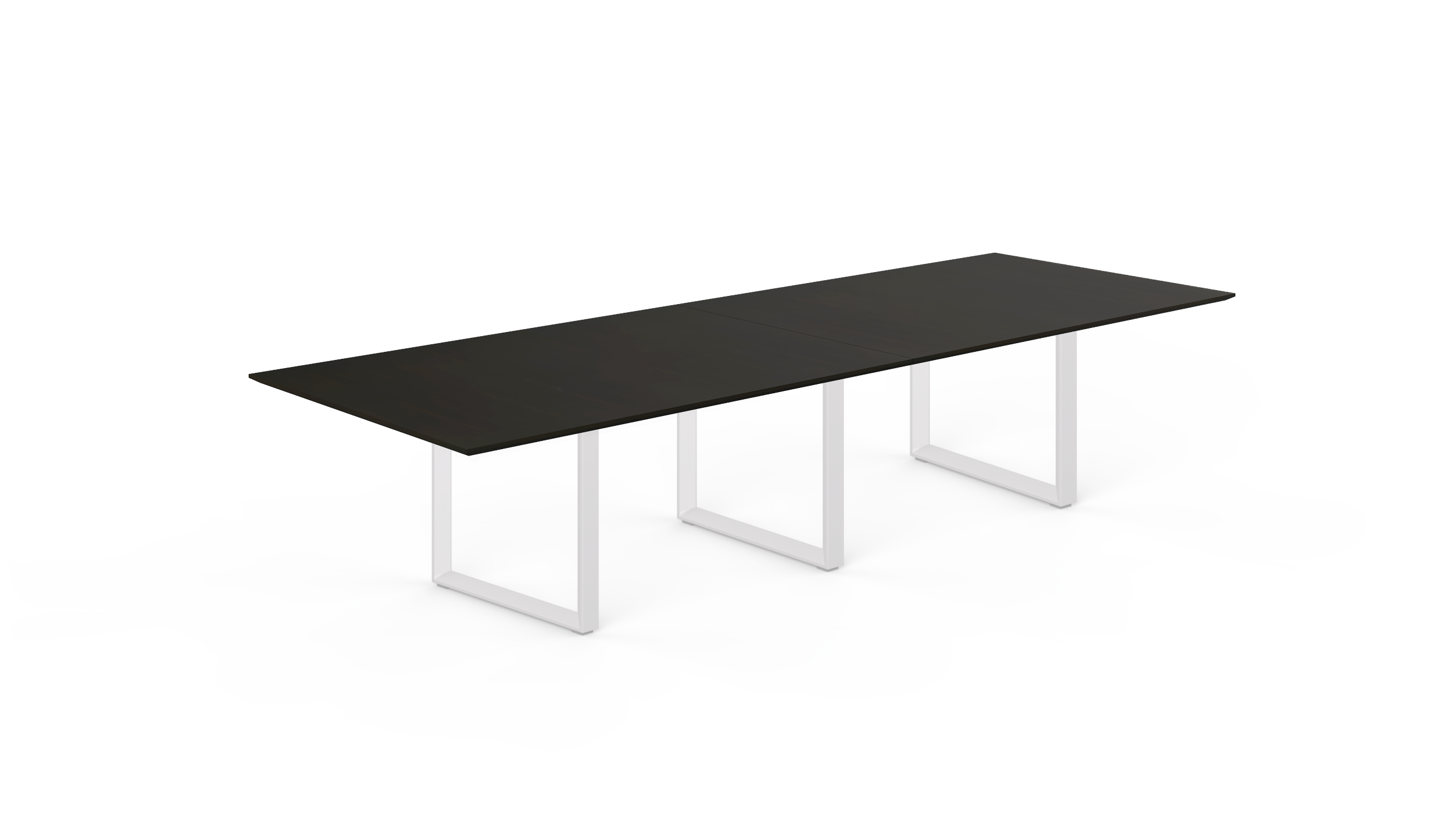 12' Coltello Conference Table with White Veloce legs, Espresso