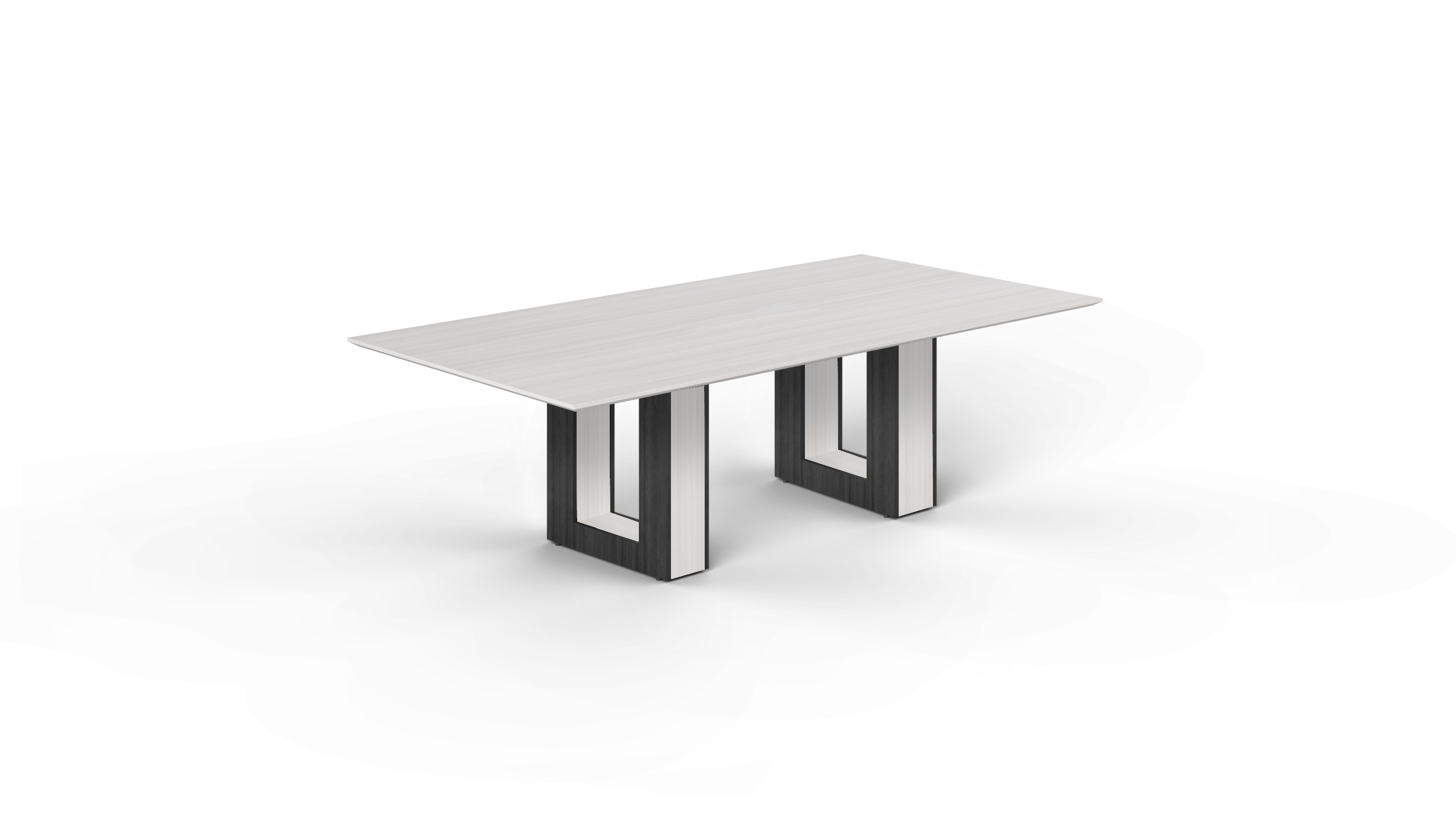 8' Coltello Conference Table with Aureola Base — Blanc de Gris Top & Grigio Outer