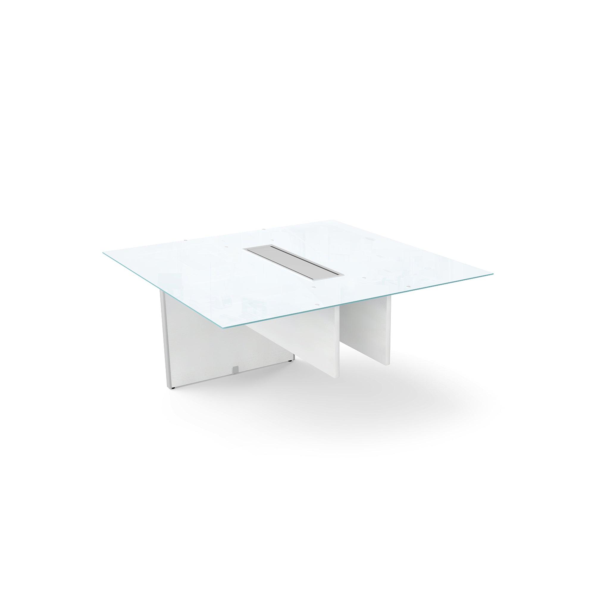 4' Glass Top Extension for Conference Table Blanco