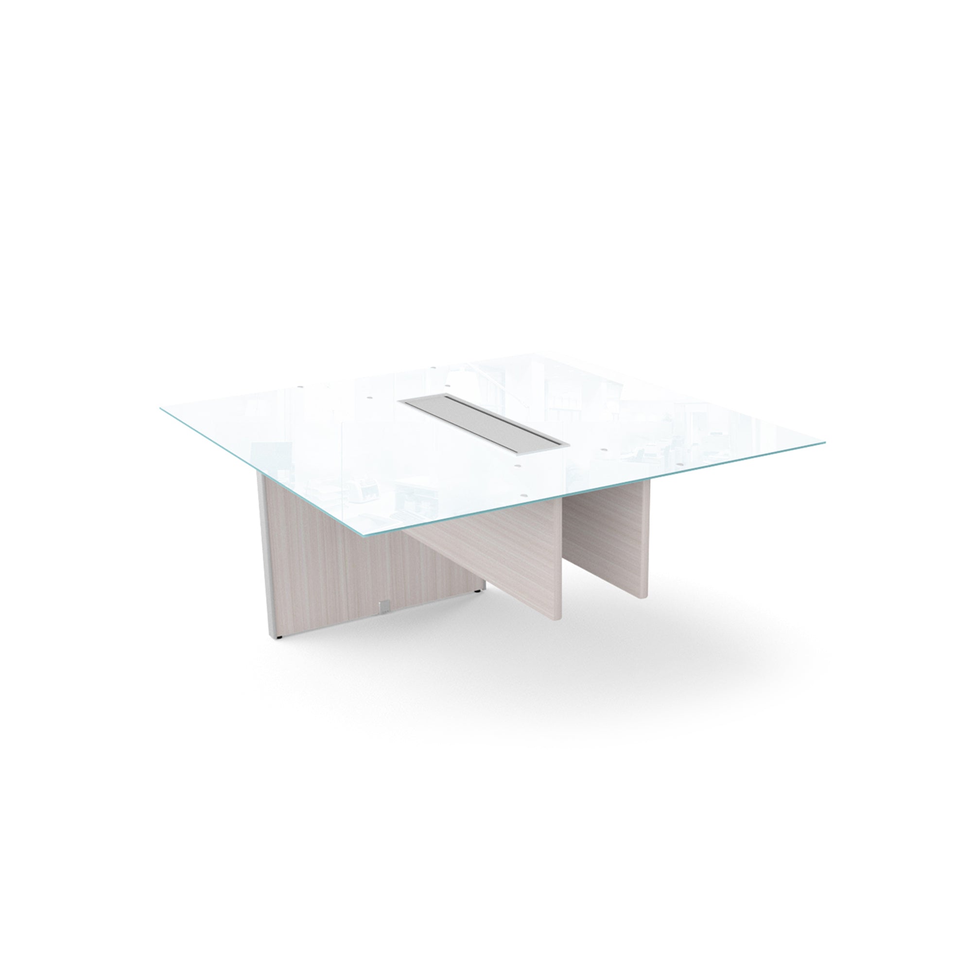 4' Glass Top Extension for Conference Table Blanc de Gris