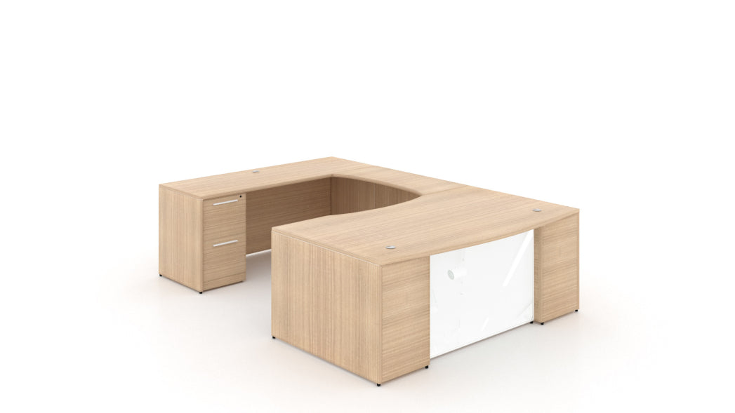 U-Shape Bow Front Desk with Glass Modesty Panel Miele