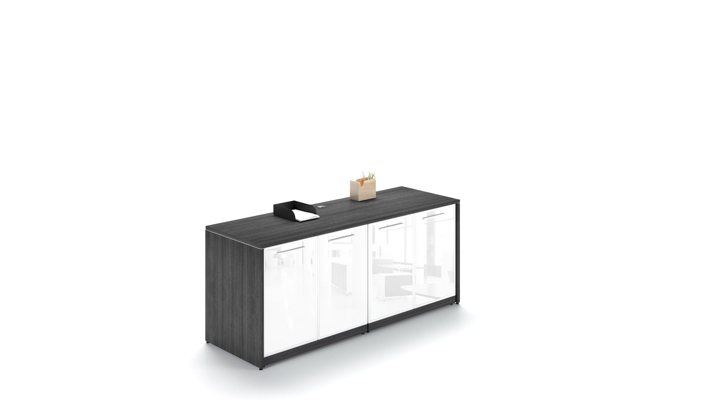 Executive 4 Door Storage Credenza with Laminate Top Grigio