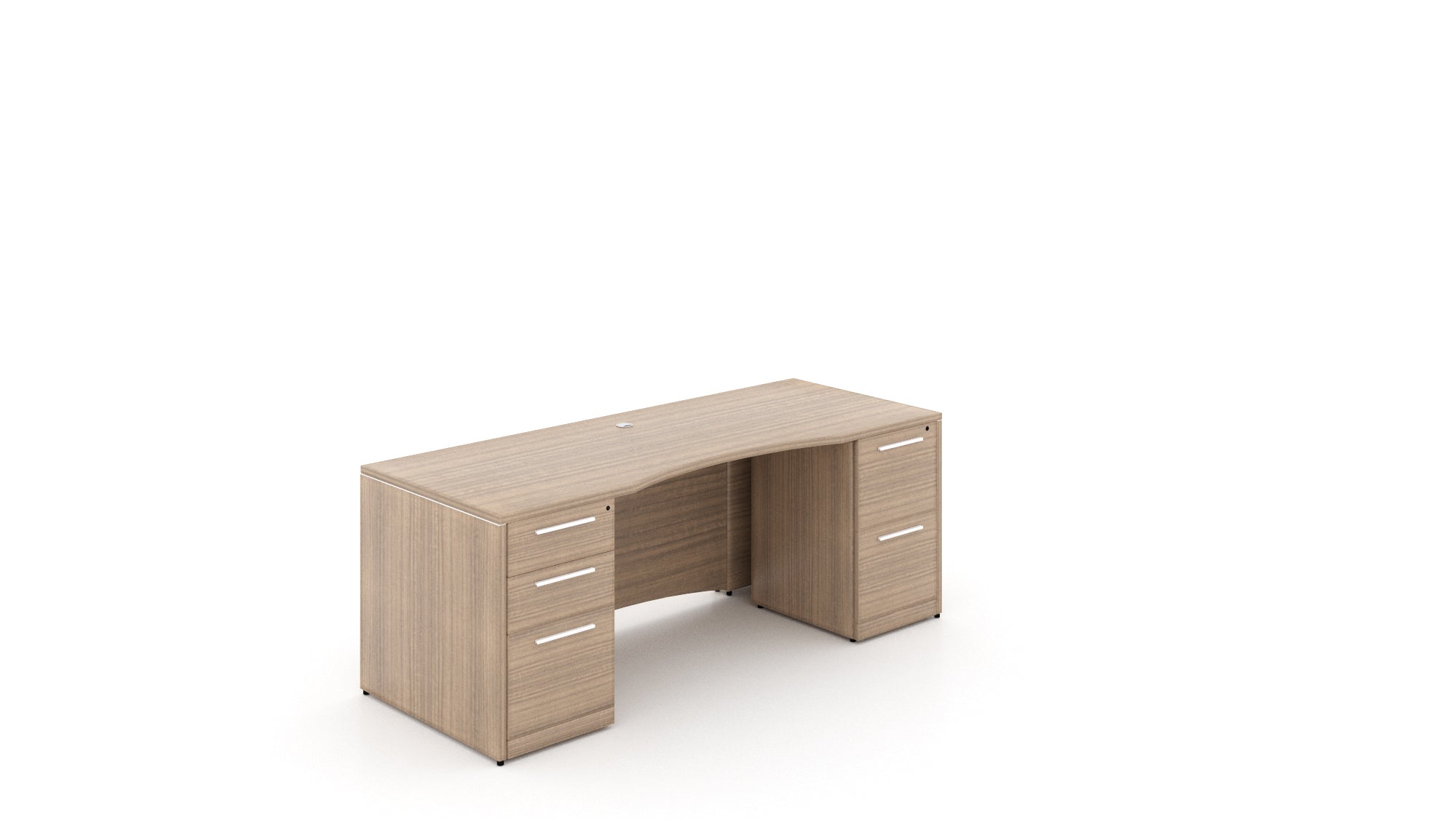 Double Storage Pedestal Rectangular Desk 66”x30" Noce